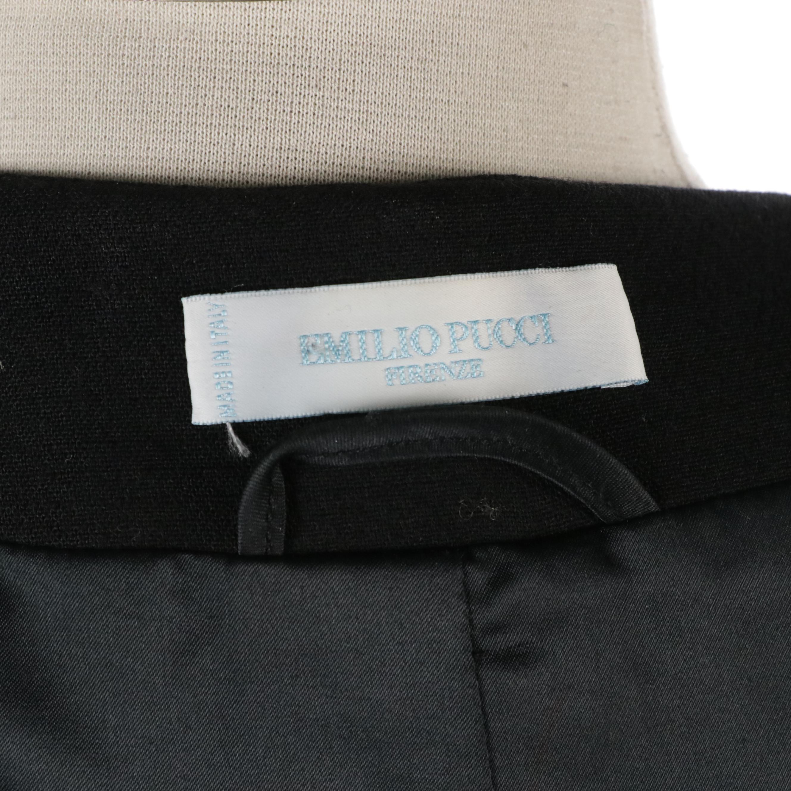 Emilio Pucci Collarless Wool Coat with Beaded Vinyl Accents