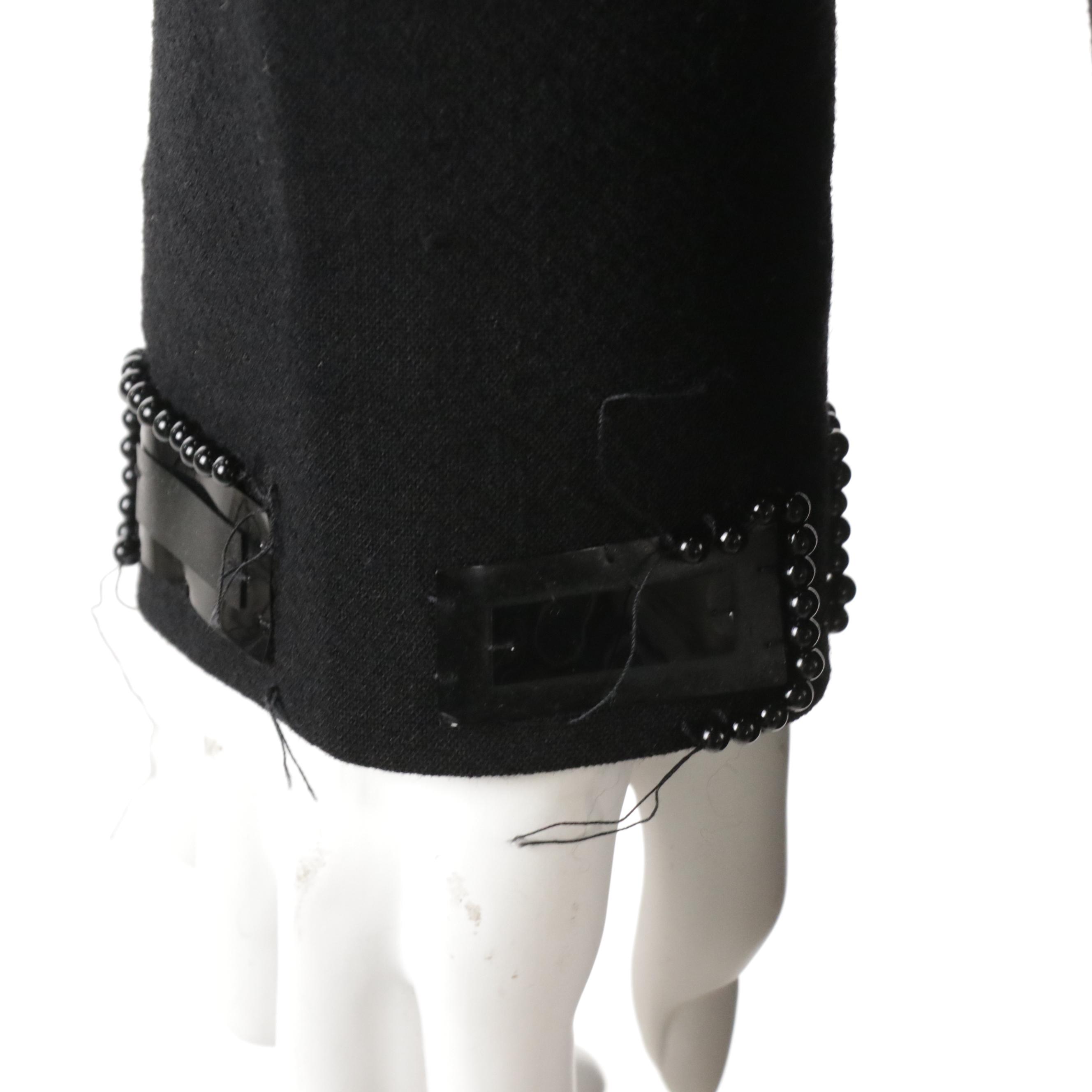 Emilio Pucci Collarless Wool Coat with Beaded Vinyl Accents