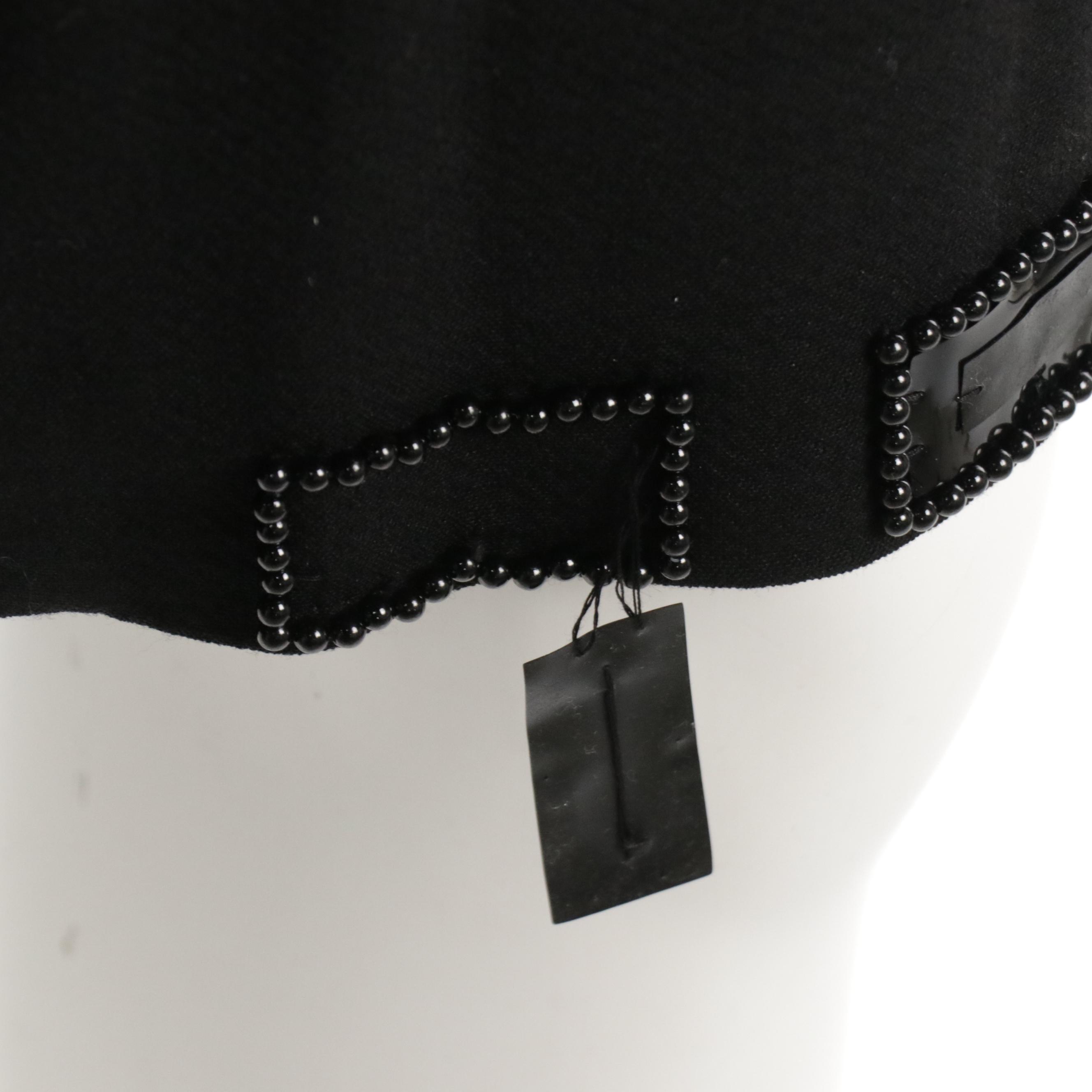 Emilio Pucci Collarless Wool Coat with Beaded Vinyl Accents