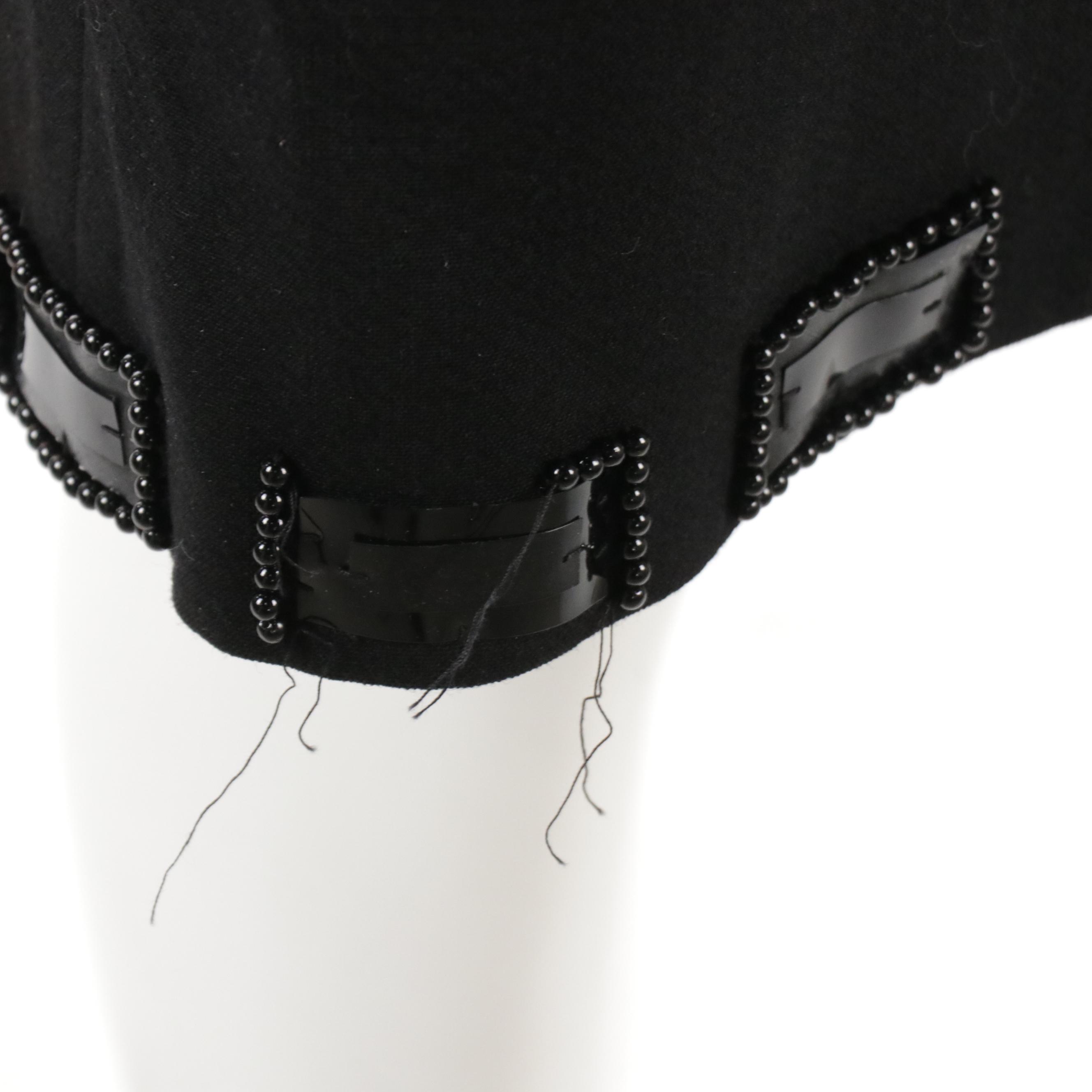 Emilio Pucci Collarless Wool Coat with Beaded Vinyl Accents