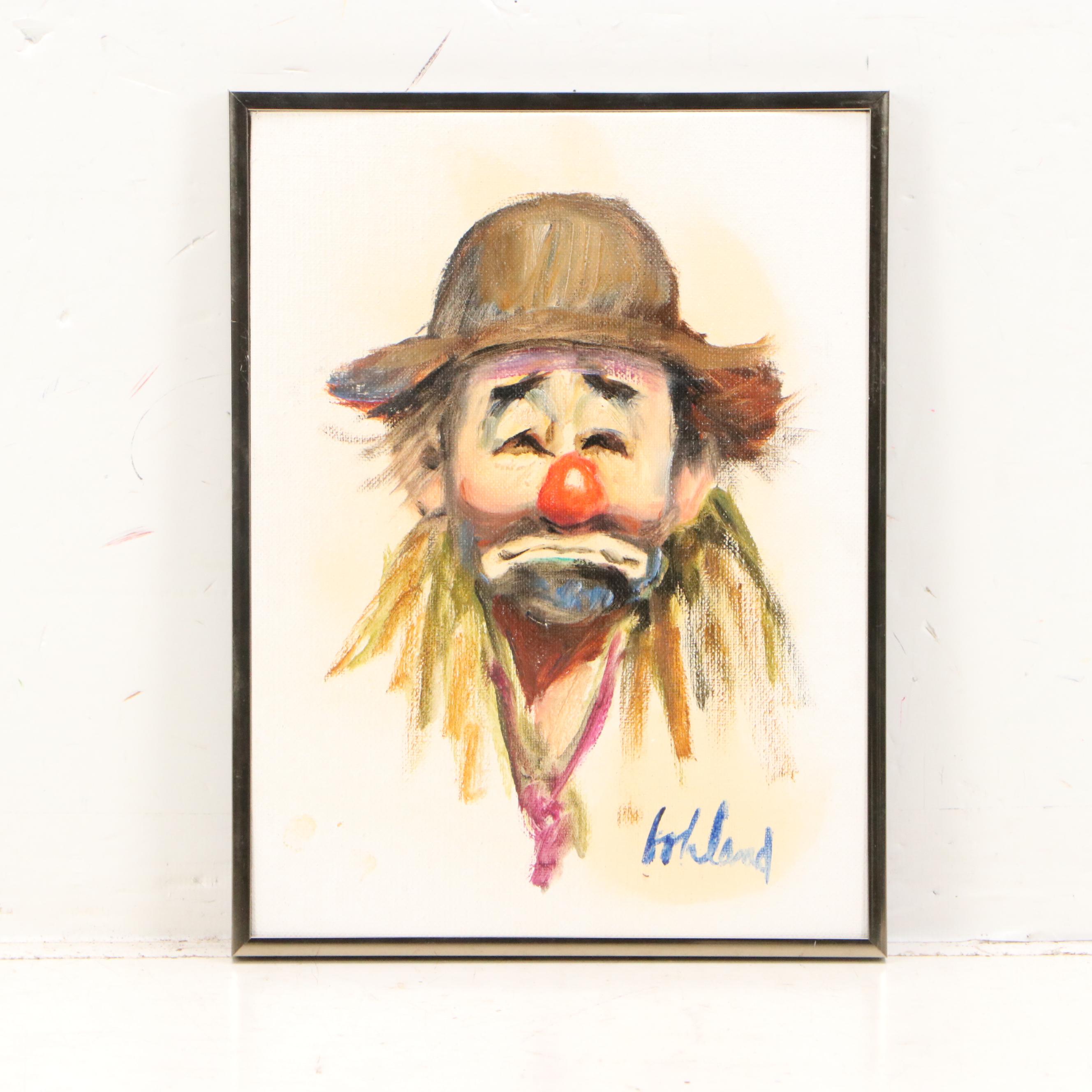 George Bohland Oil Portraits of Clowns, 20th Century