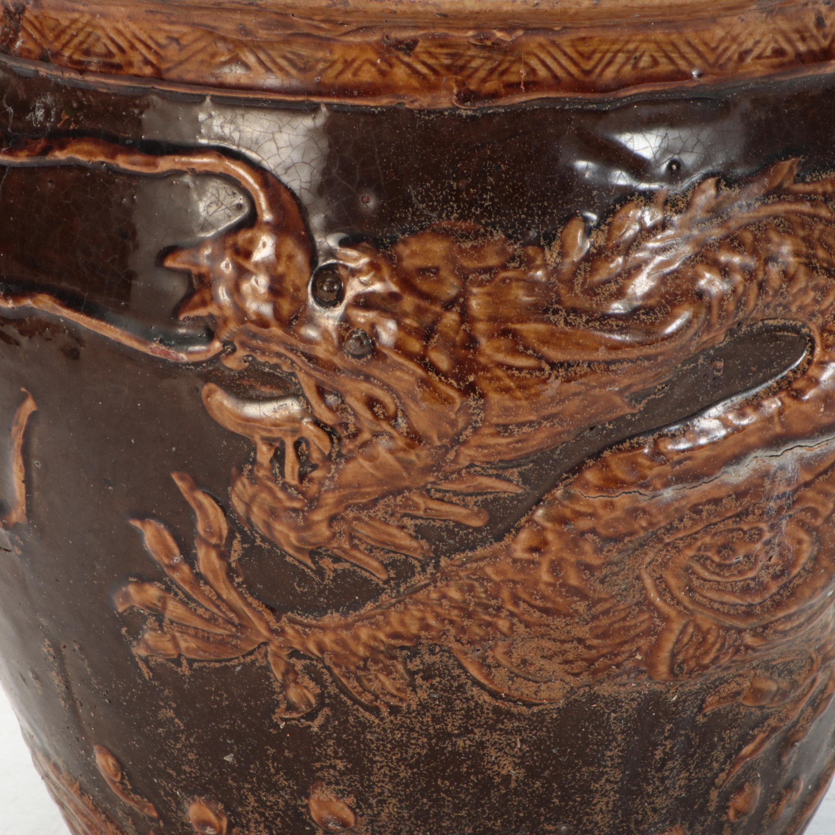 East Asian Style Ceramic Dragon Planter