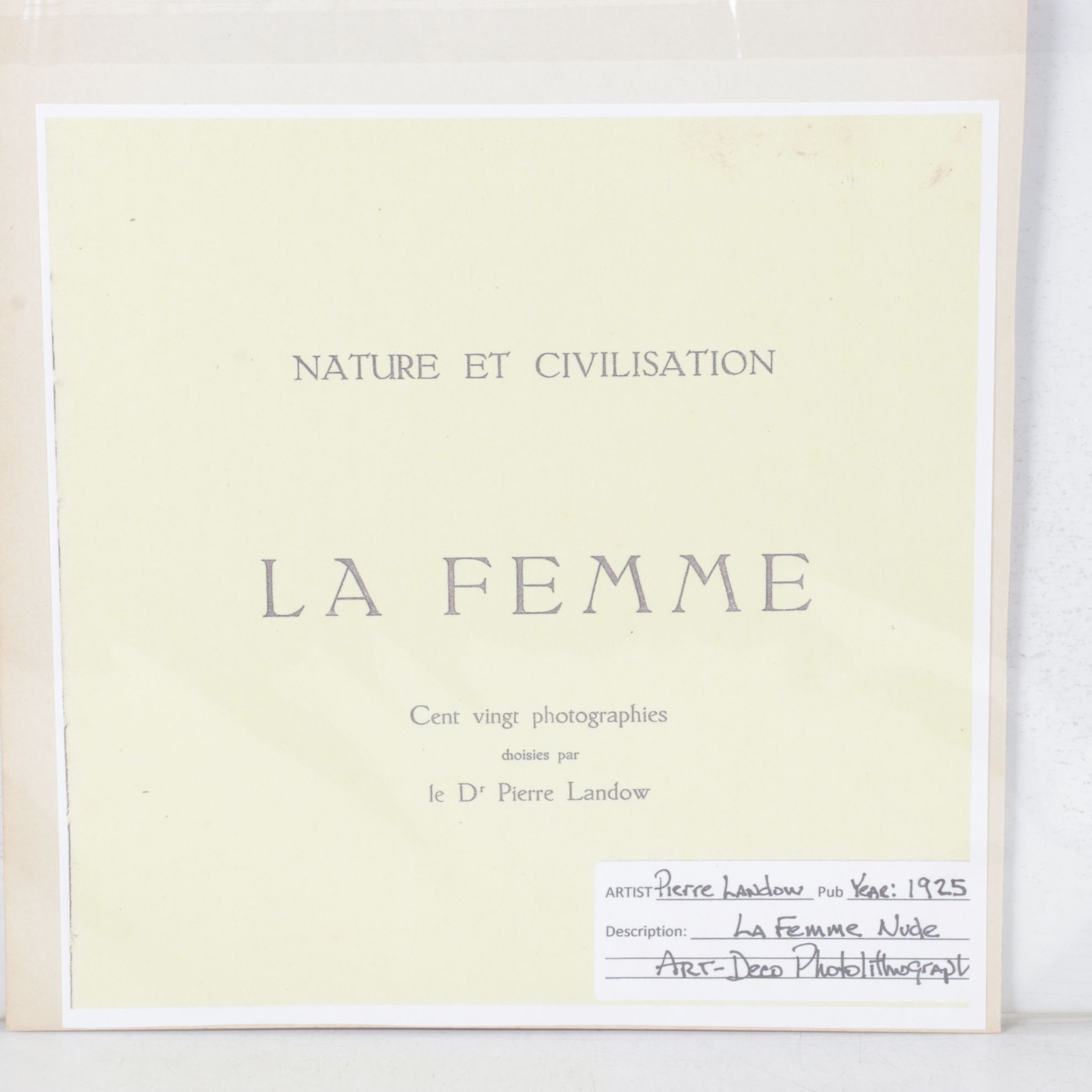 Dr. Pierre Landow "La Femme Nude" Lithograph, 1925