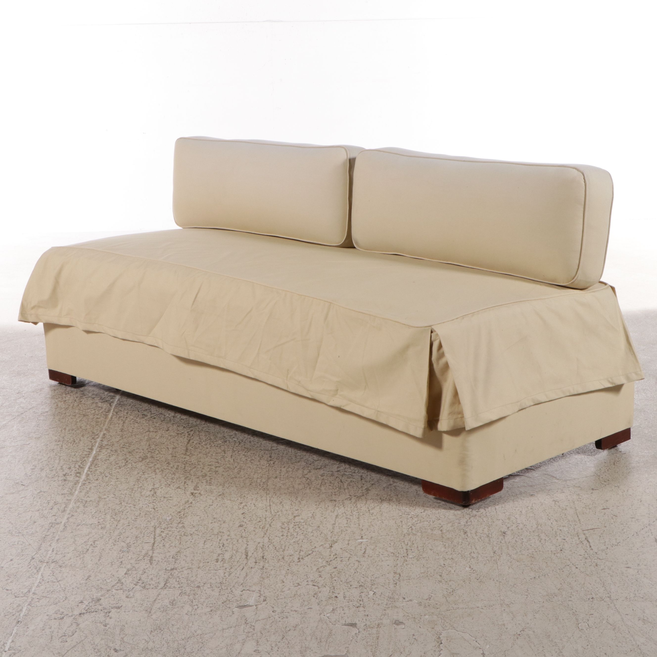 Fabric Upholstered Bench with Block Feet