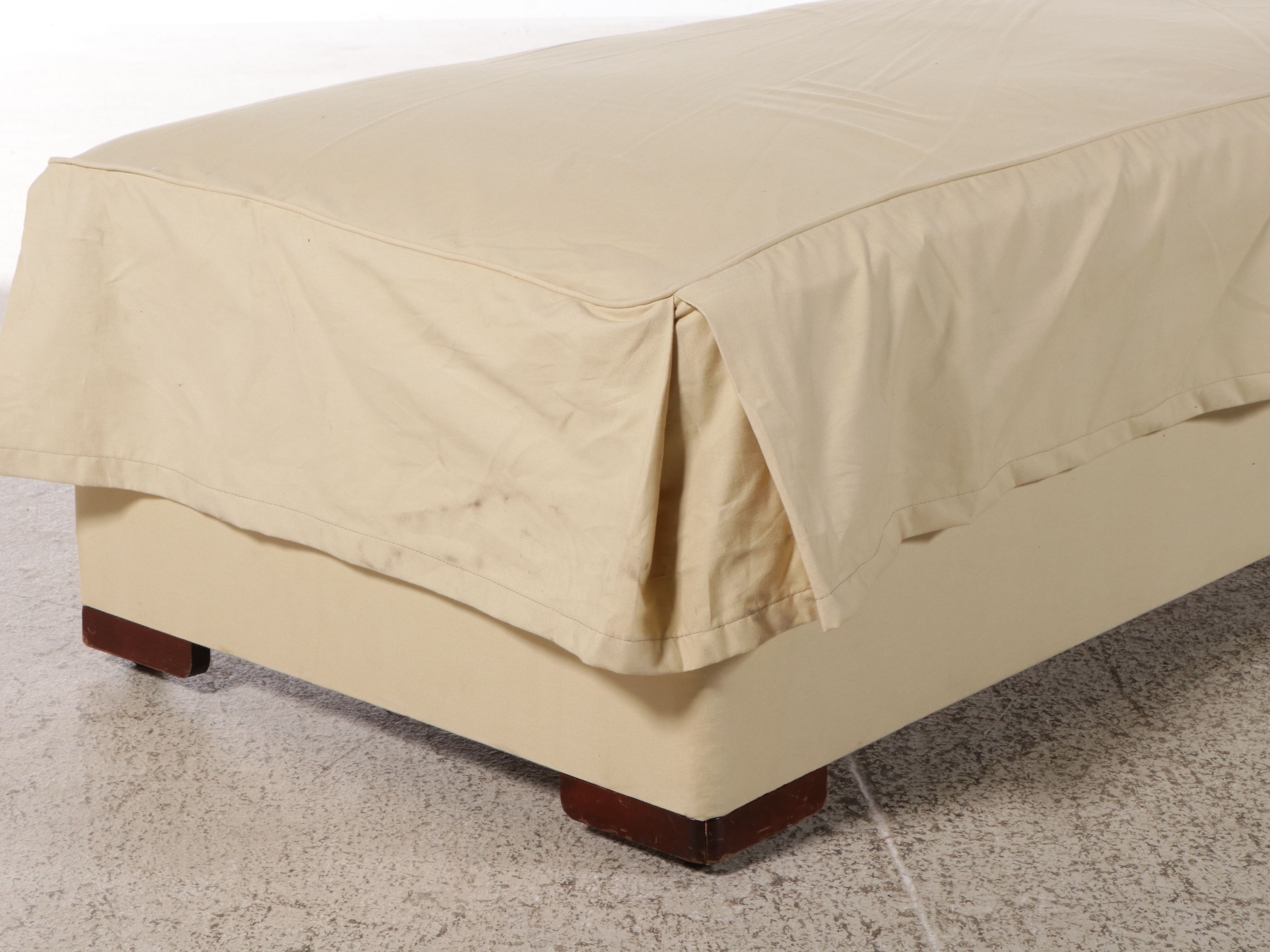 Fabric Upholstered Bench with Block Feet