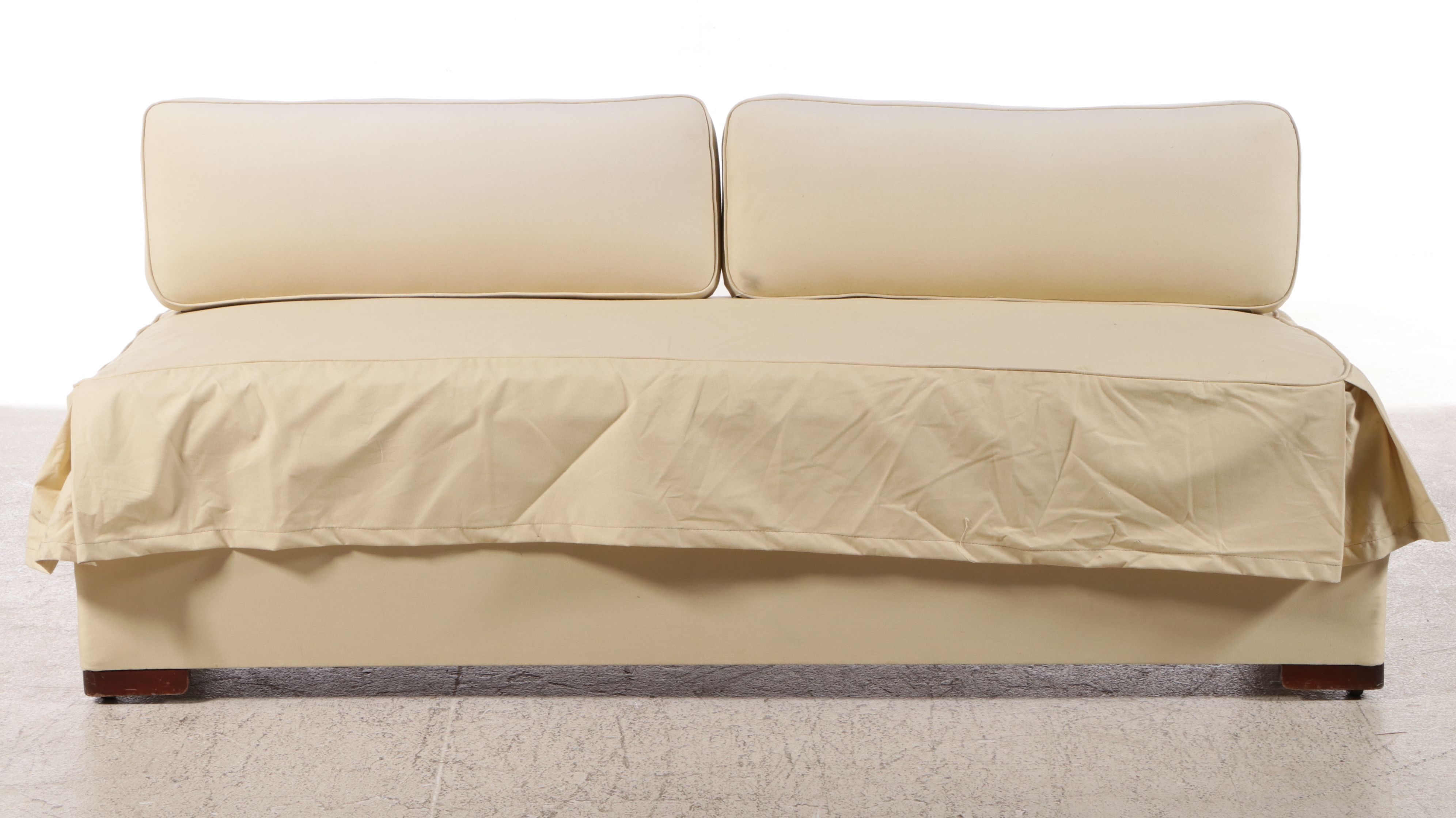 Fabric Upholstered Bench with Block Feet