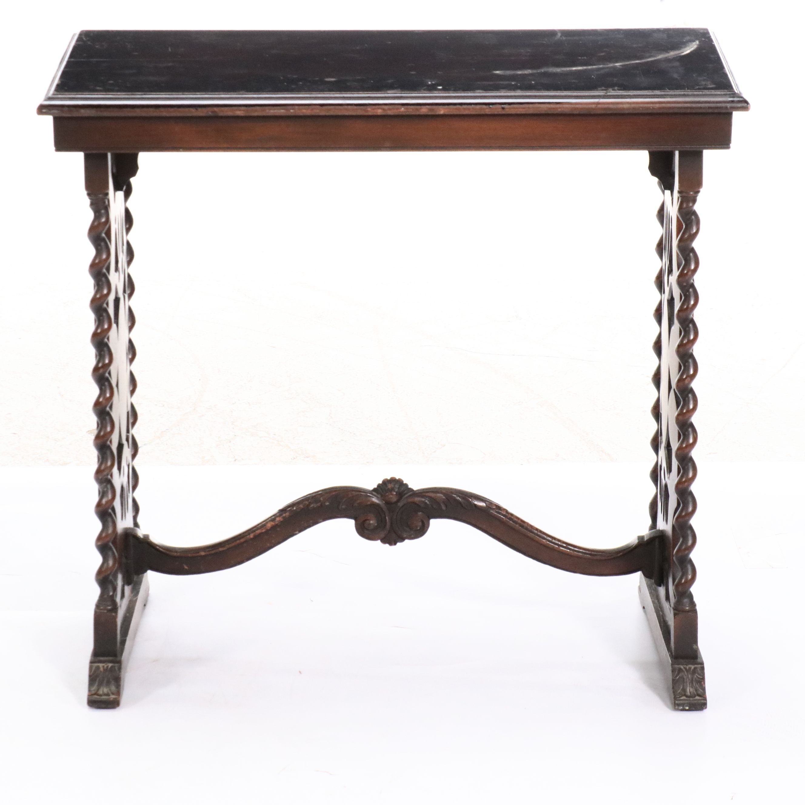 Jacobean Style Barley Twist Carved Walnut End Table, Early 20th Century