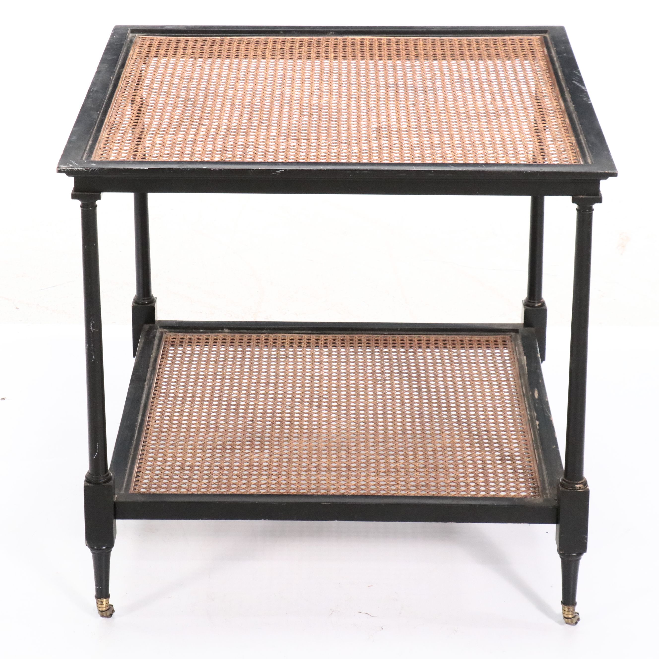 Mark Hampton Two-Tiered Caned Side Table