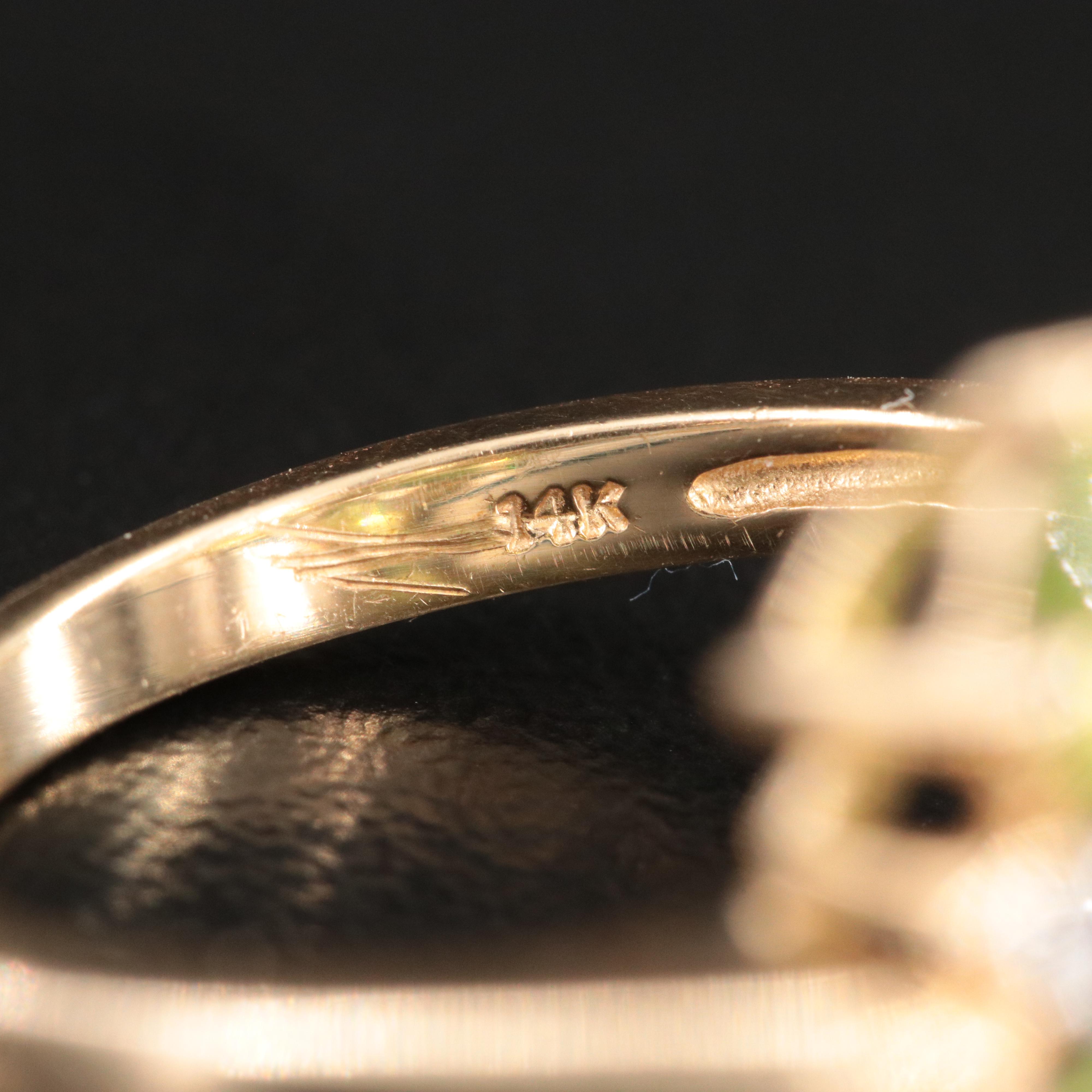 14K Peridot and Diamond Flower Ring