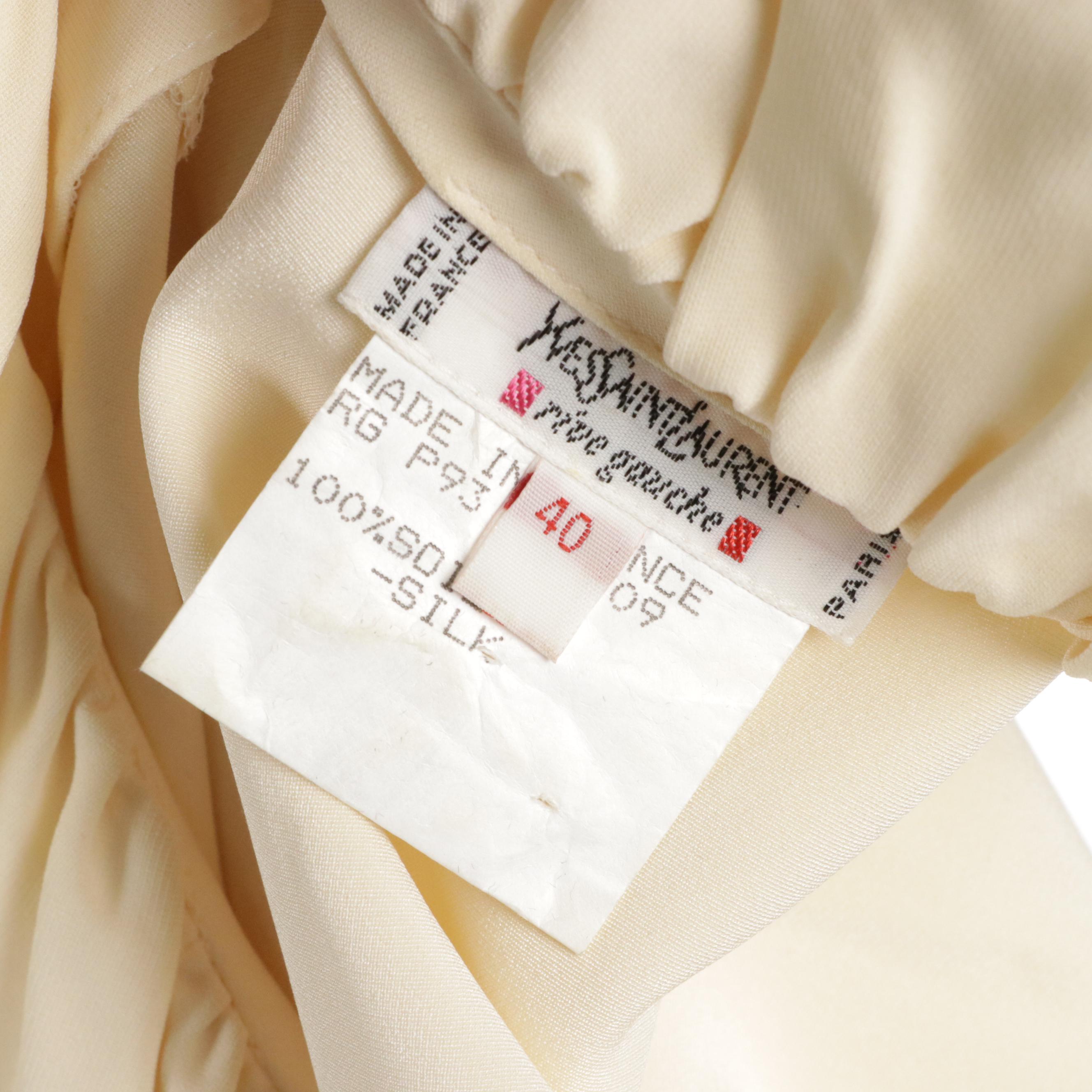 Yves Saint Laurent Rive Gauche Silk Poet Blouse with Filigree/Crystal Buttons