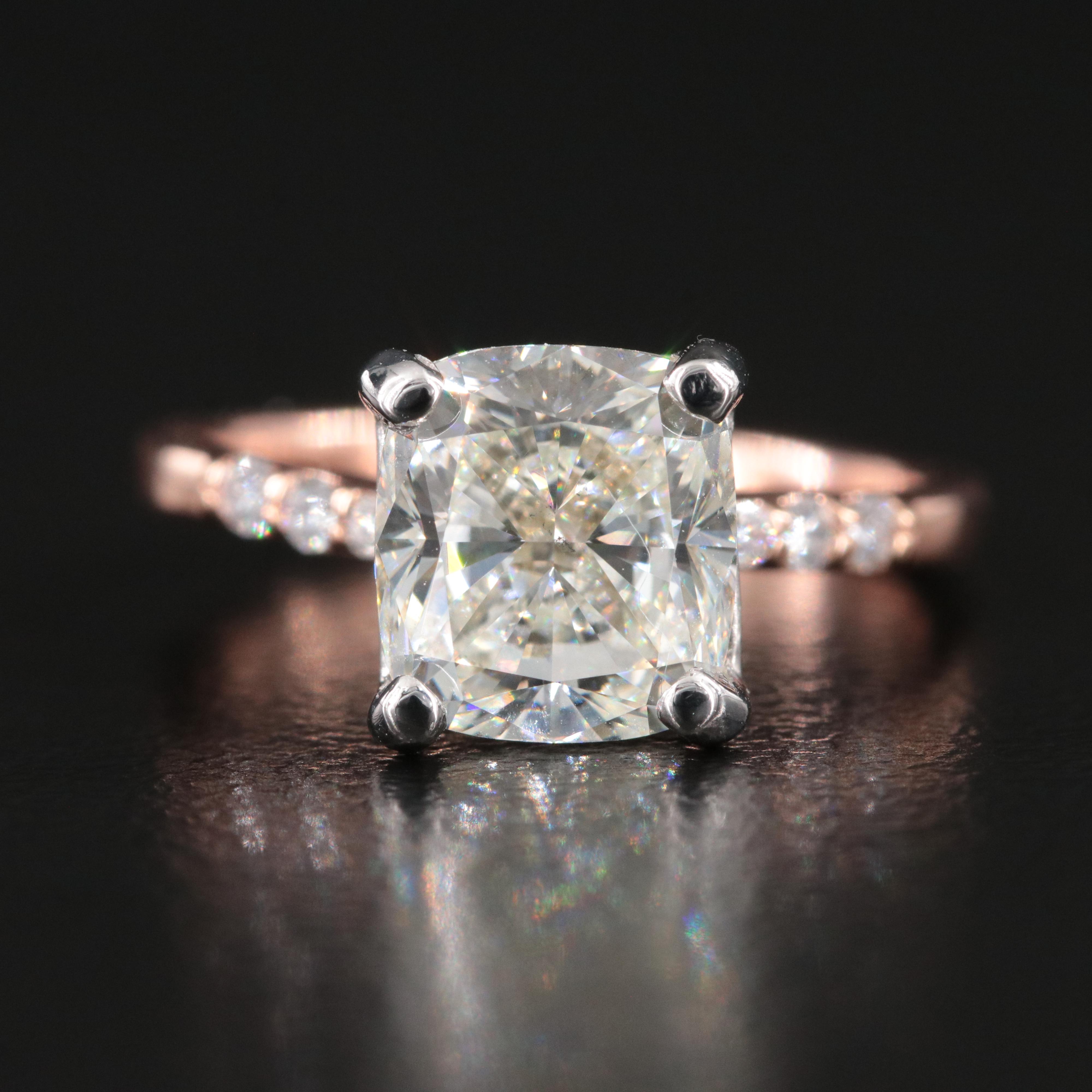 14K Rose Gold 2.08 CTW Ring with Platinum Accent and Online GIA Report