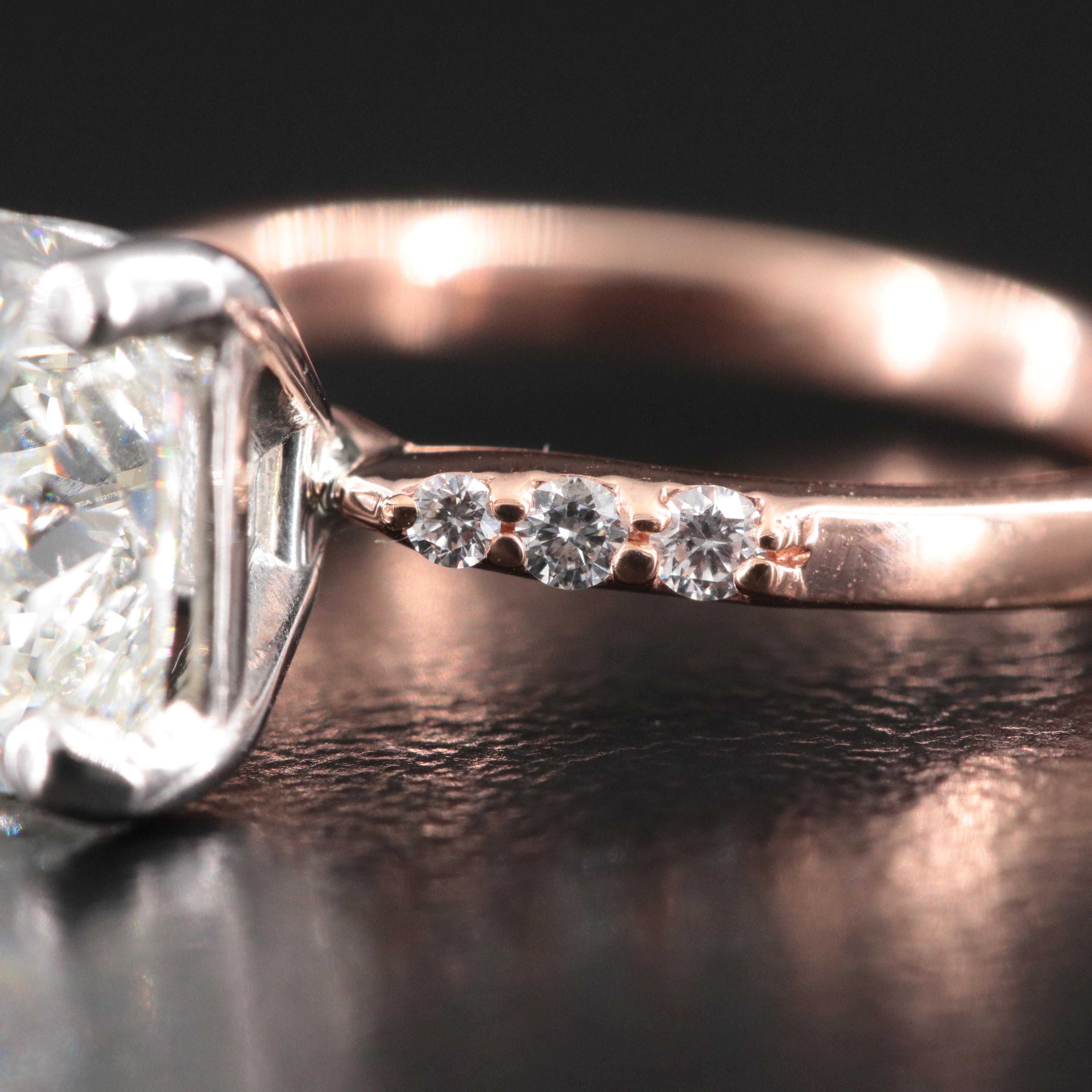 14K Rose Gold 2.08 CTW Ring with Platinum Accent and Online GIA Report