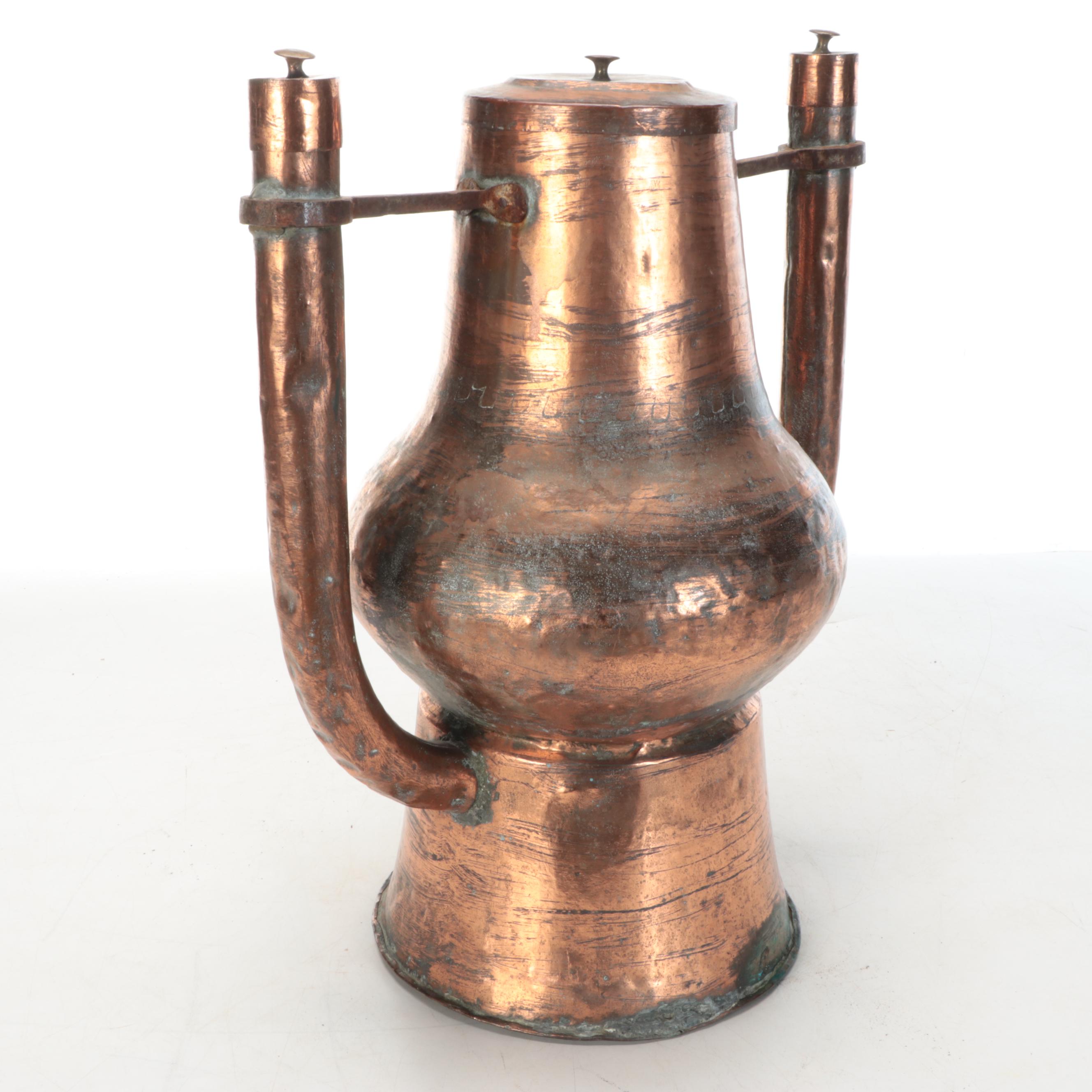 French Copper Bathtub Heater, 19th Century