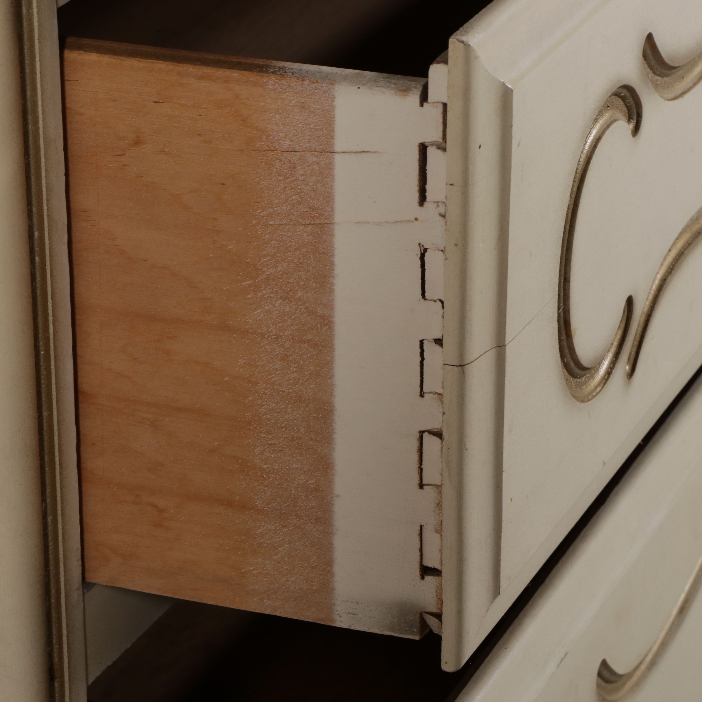 French Provincial Style Paint-Decorated Wood Chest and Nightstand, Late 20th C.