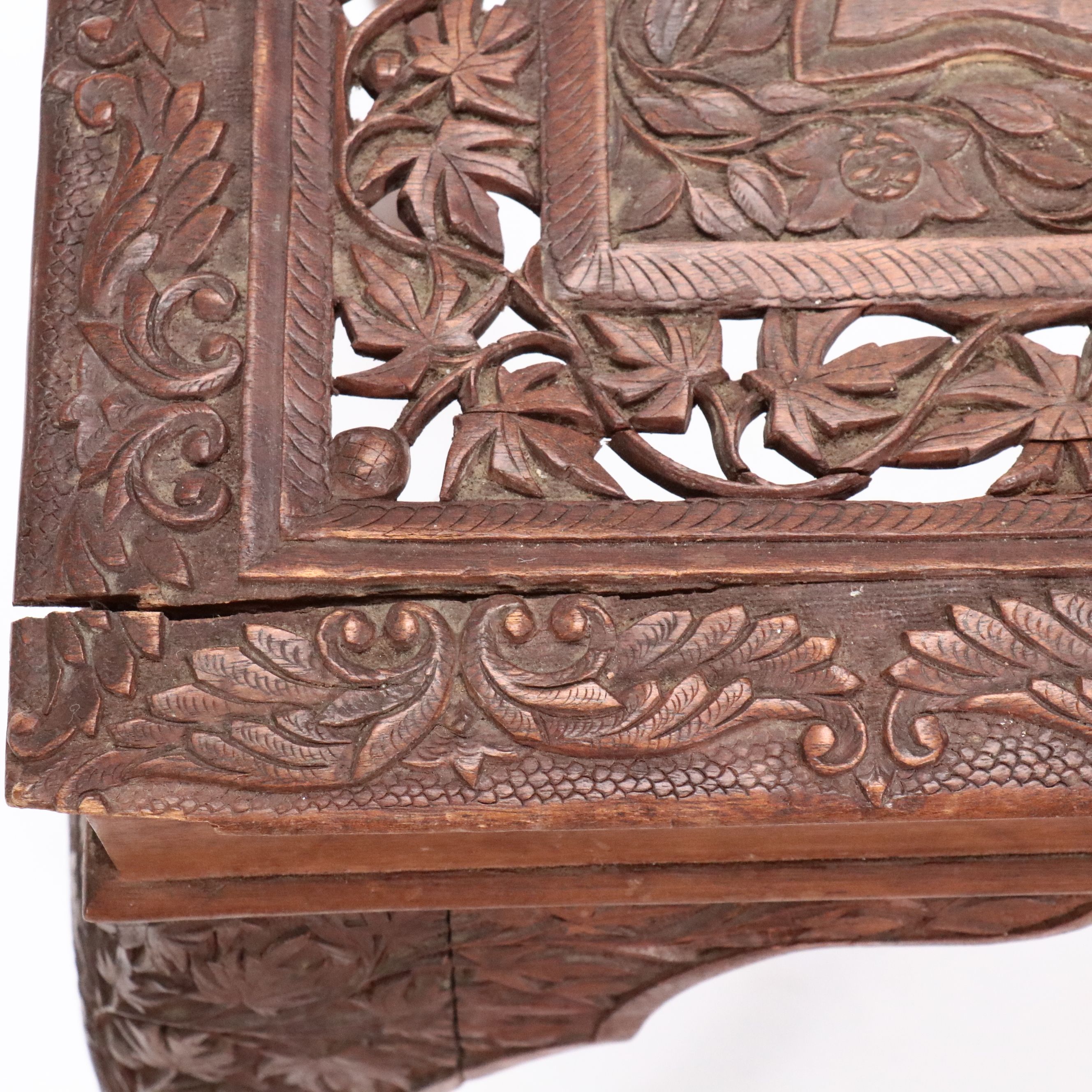 Anglo-Indian Carved and Reticulated Teak Tea Table
