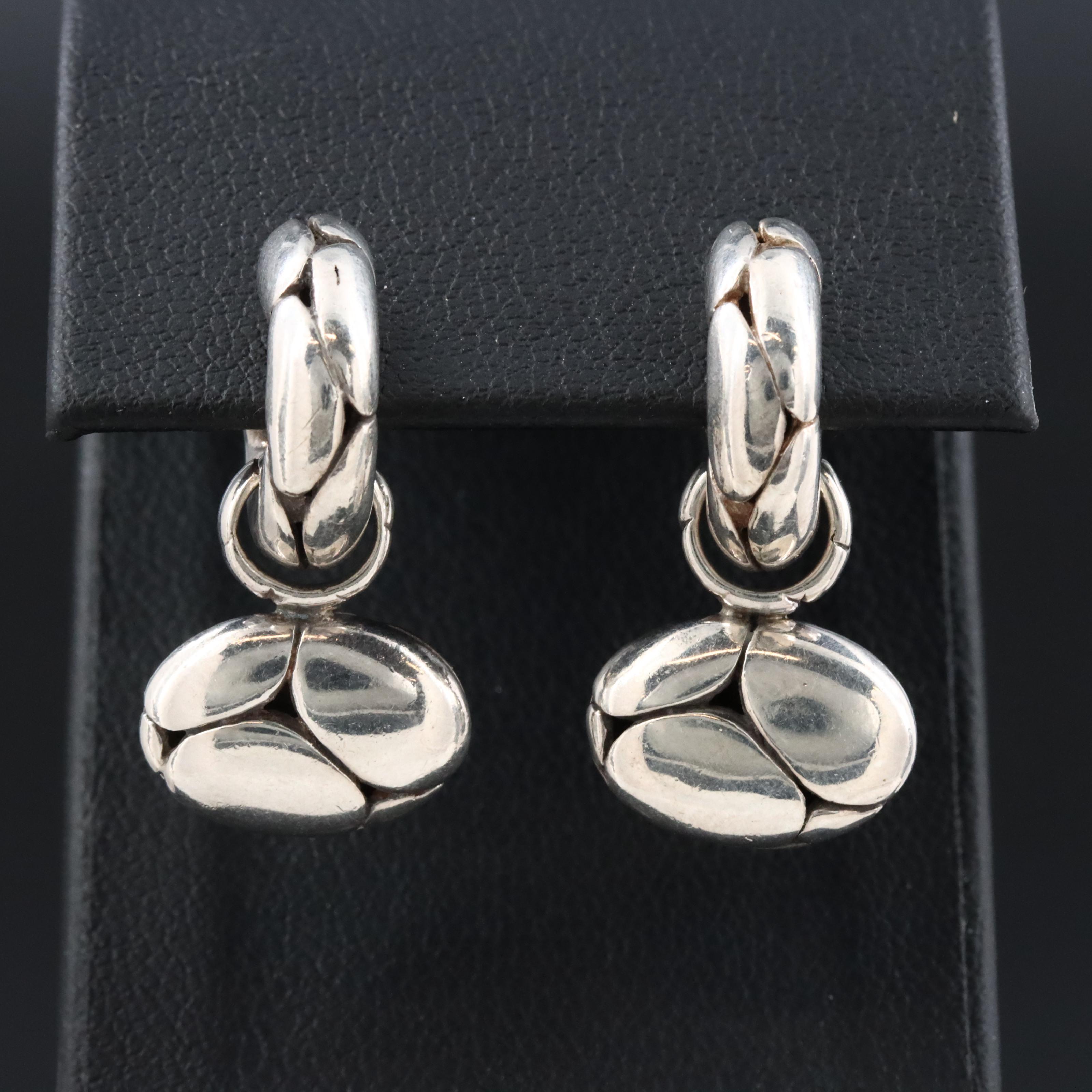 John Hardy Kali Pebble Sterling Hoop Earrings with Oval Drops