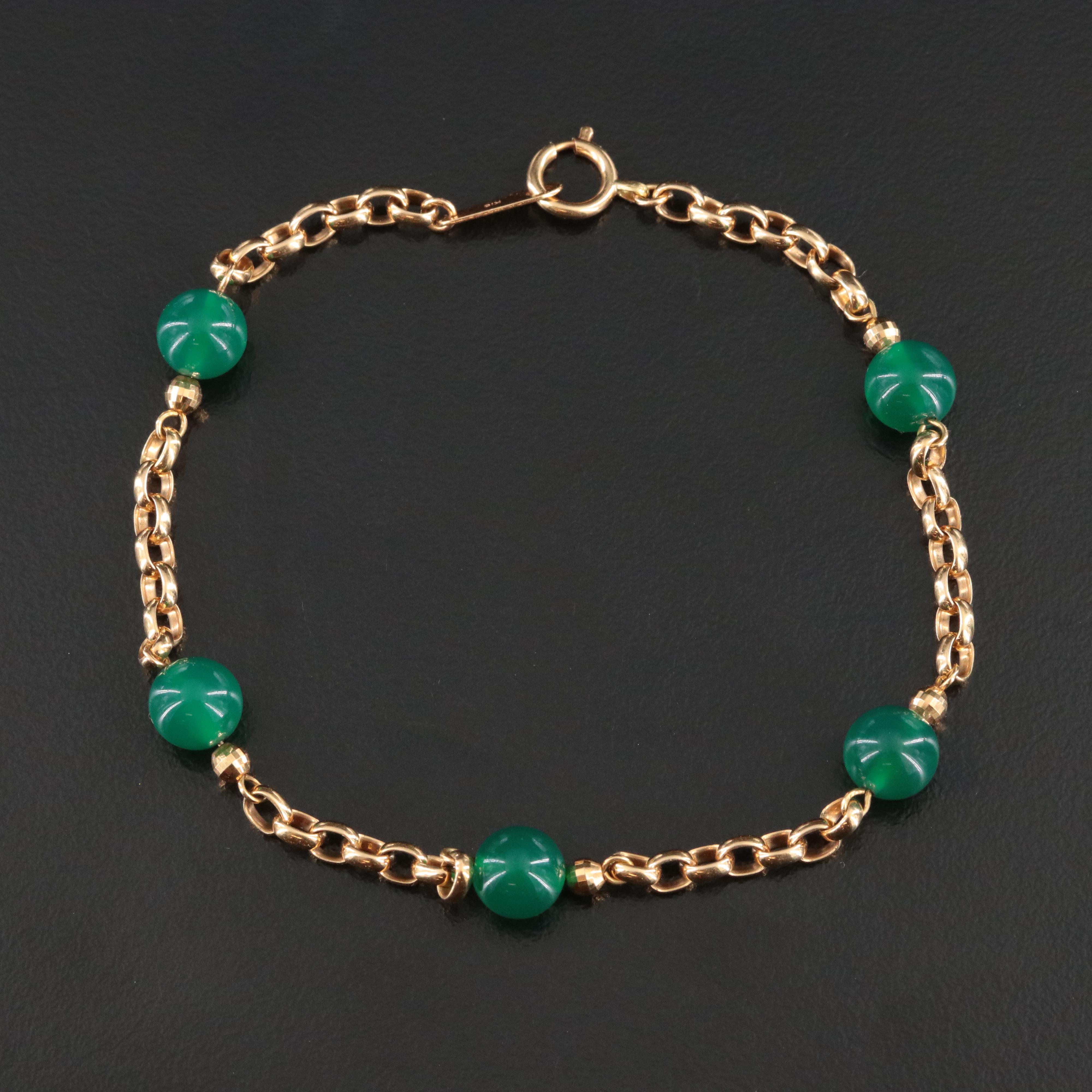 18K Chalcedony Bead Station Bracelet