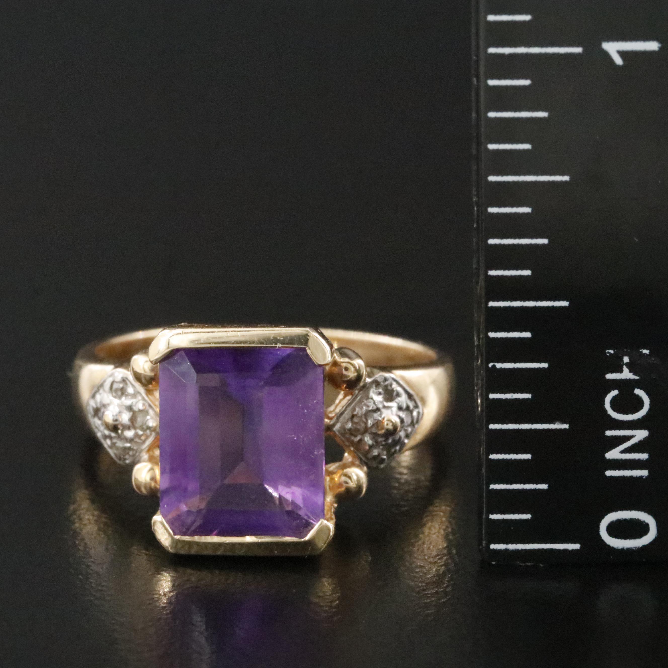 14K Amethyst and Diamond Ring