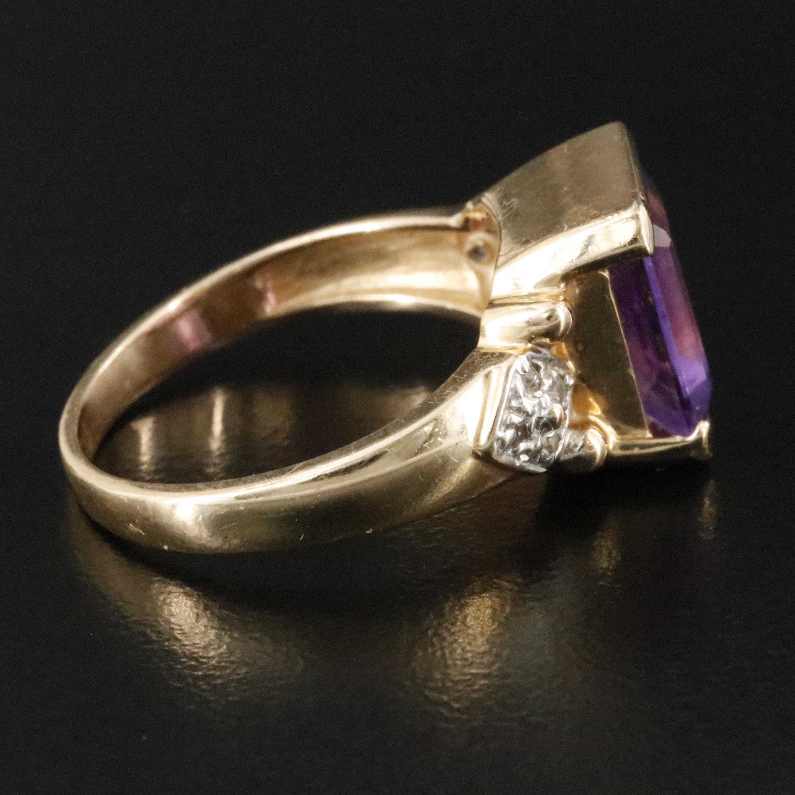 14K Amethyst and Diamond Ring
