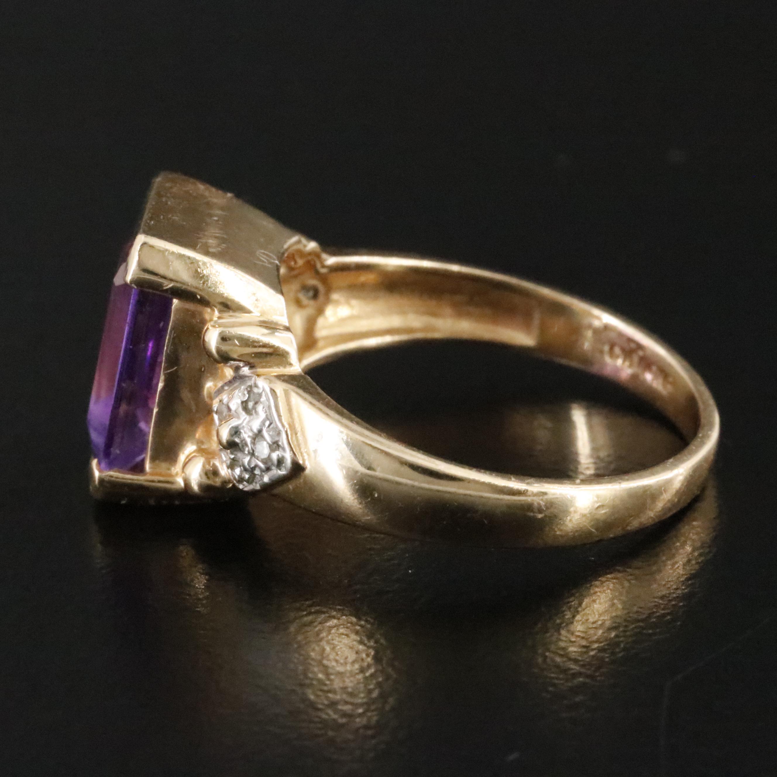 14K Amethyst and Diamond Ring