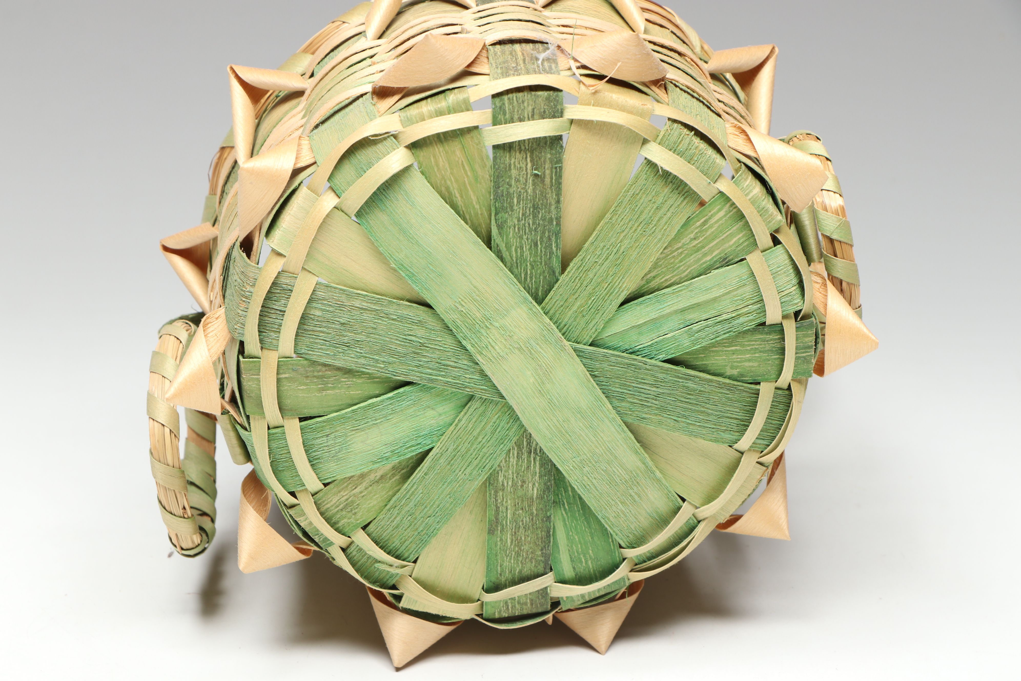 Rosie Ermatinger Mohawk Black Ash and Sweetgrass Lidded Sewing Basket