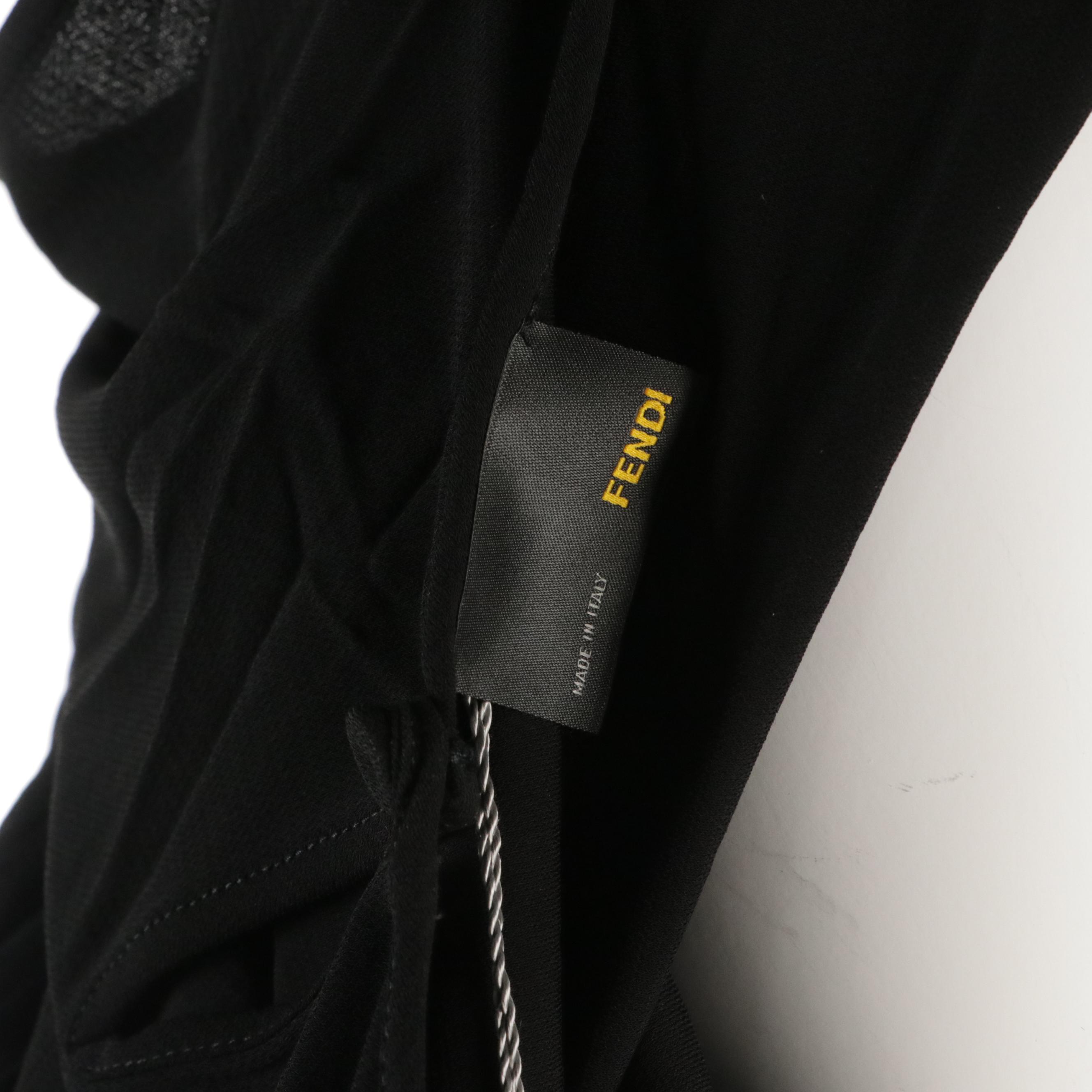 Fendi Twist-Pleated Rayon Stretch Mini Dress with Quilted Silk Panel Detail