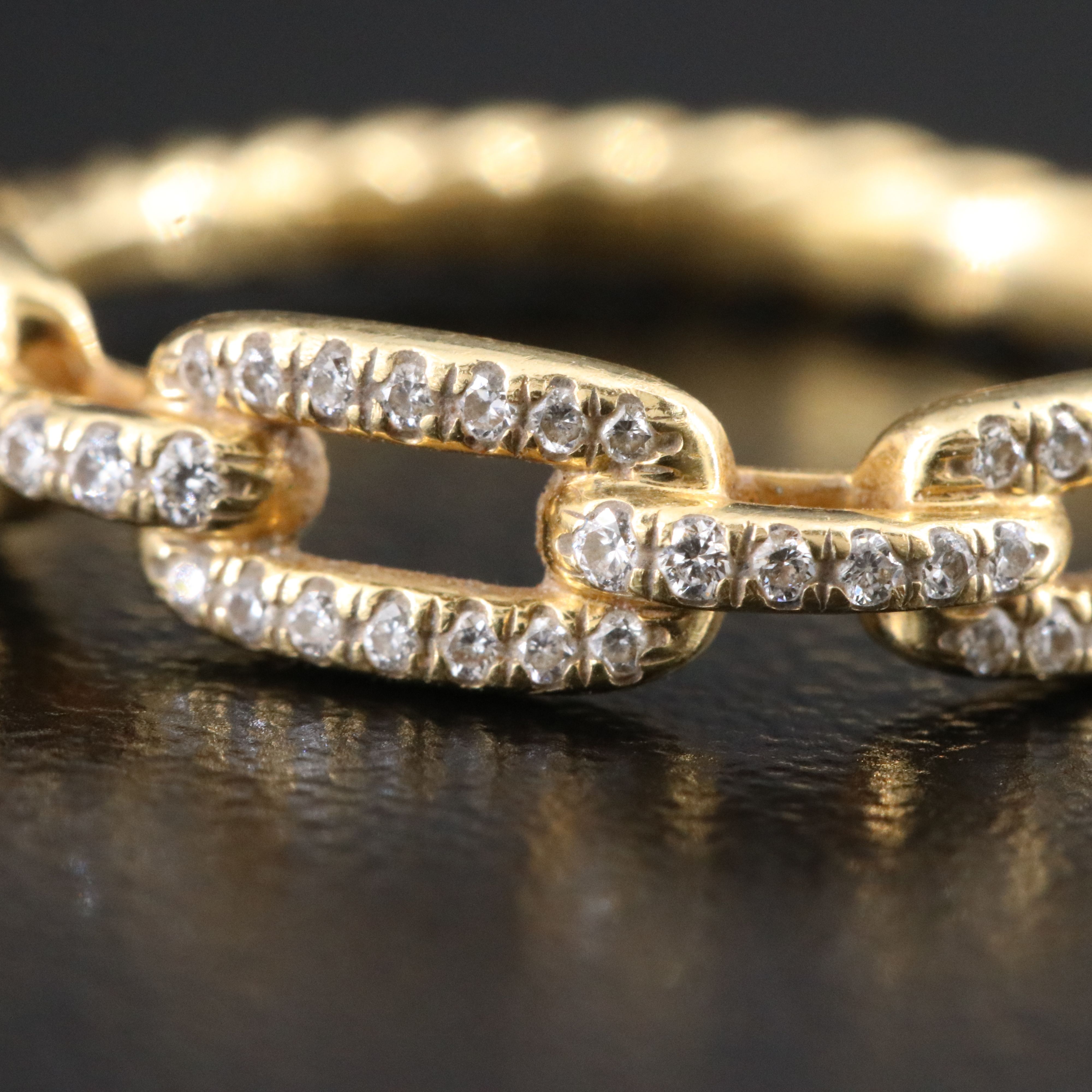 David Yurman Stax 18K Diamond Chain Link Ring