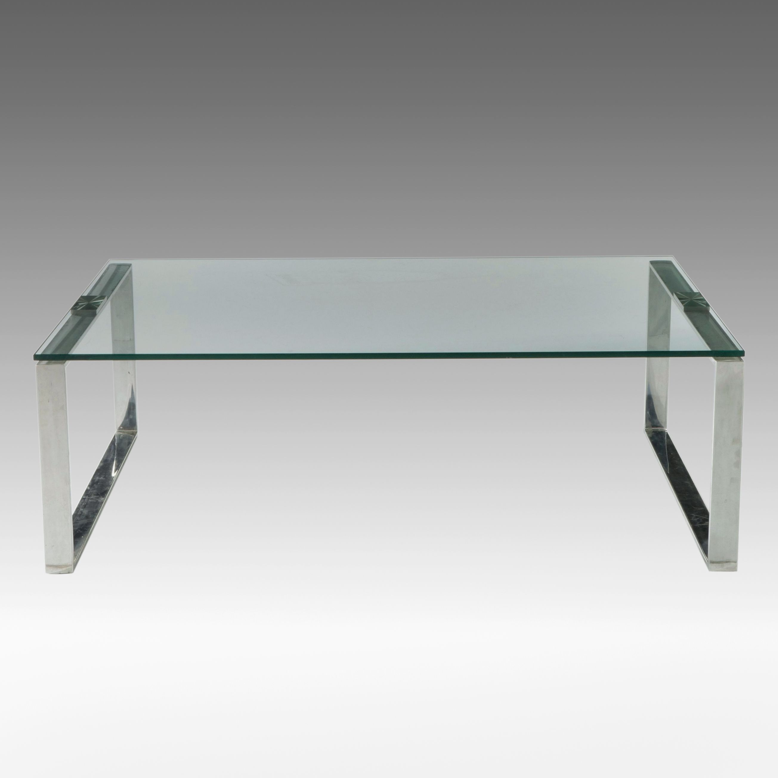 Modernist Chrome and Glass Coffee Table, Late 20th Century