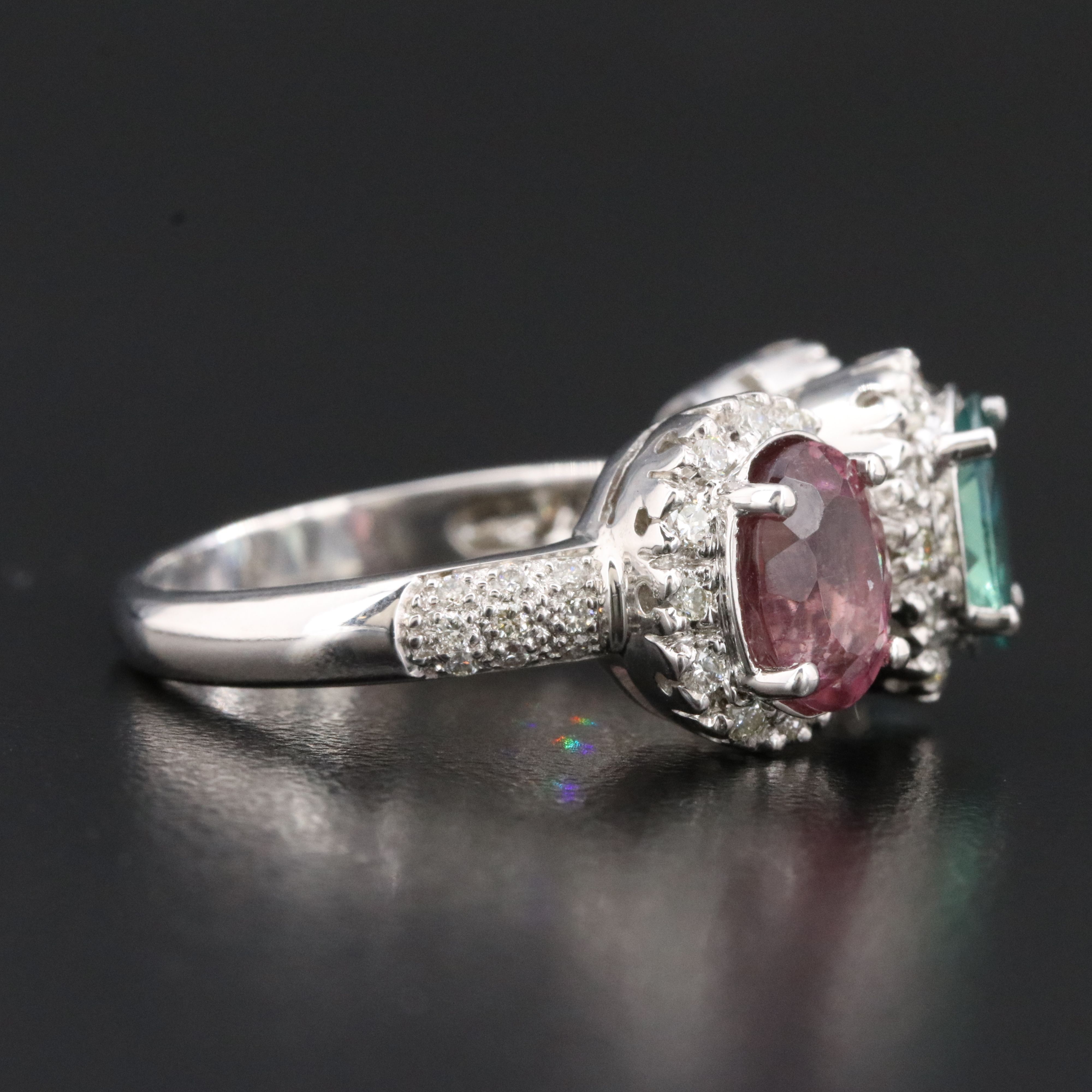 18K Chrysoberyl, Tourmaline and Diamond Ring with GIA Report