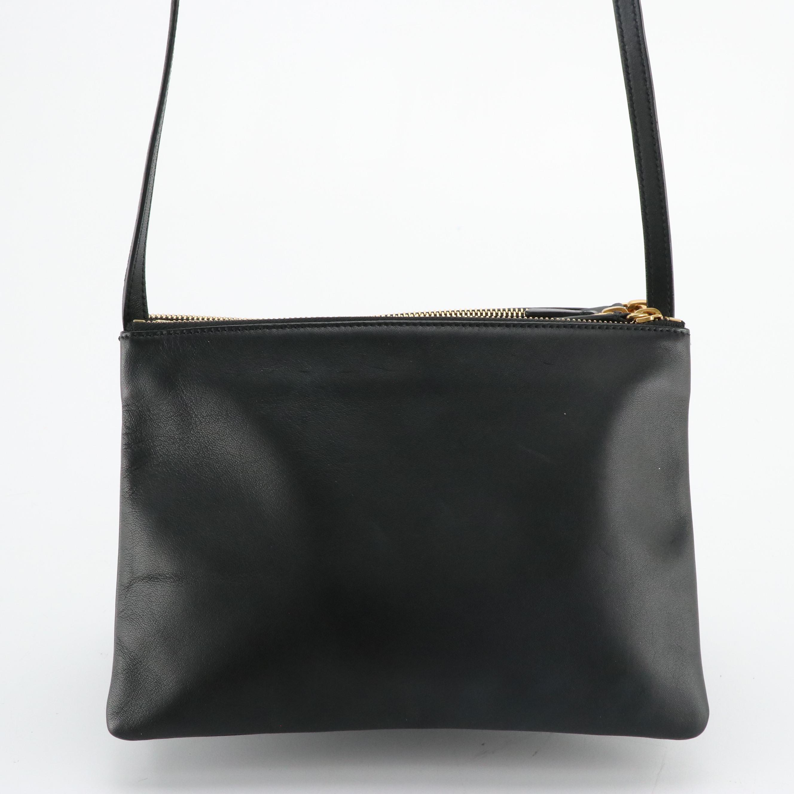 Céline Lambskin Leather Trio Zip Crossbody Bag