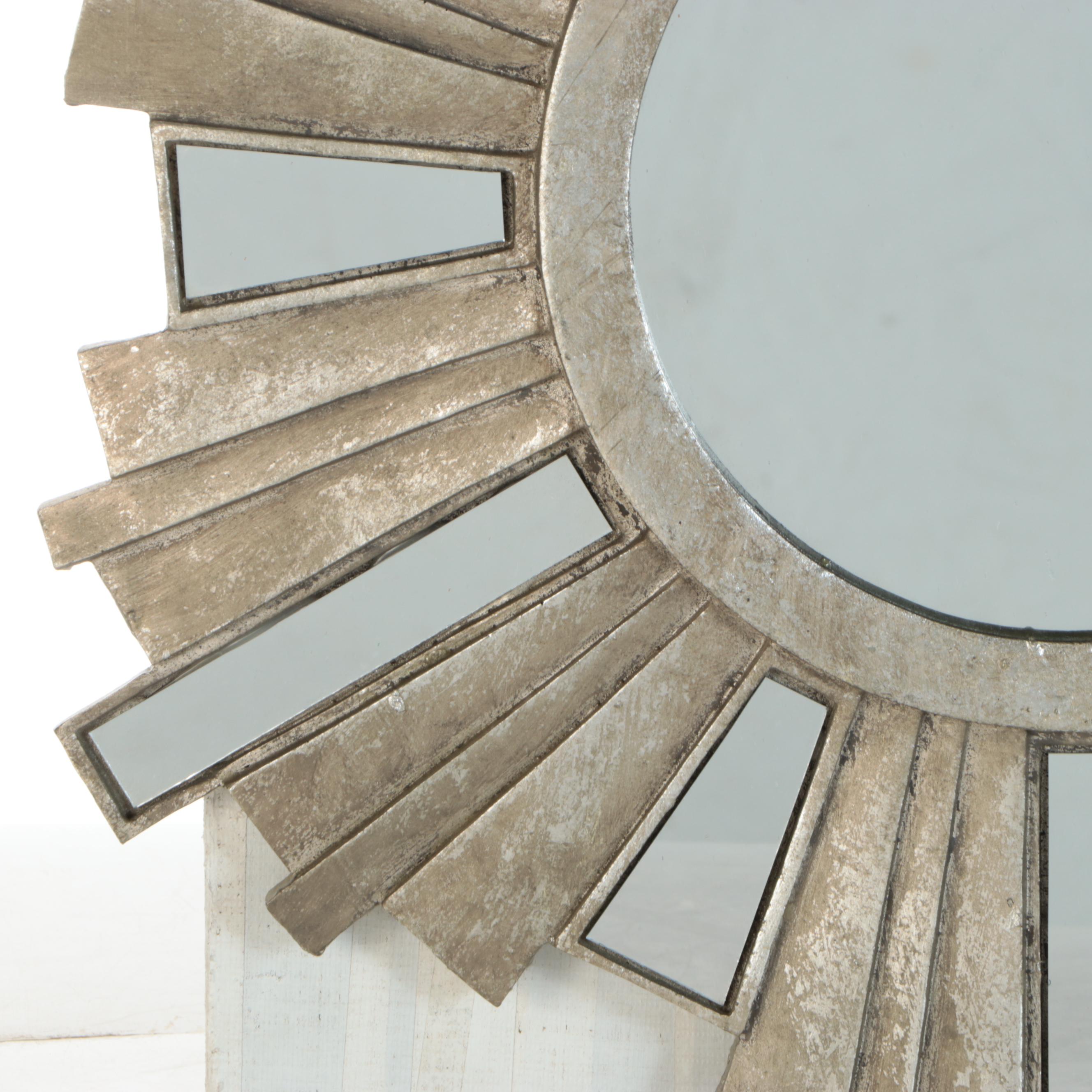 Wood Sunburst Wall Mirror
