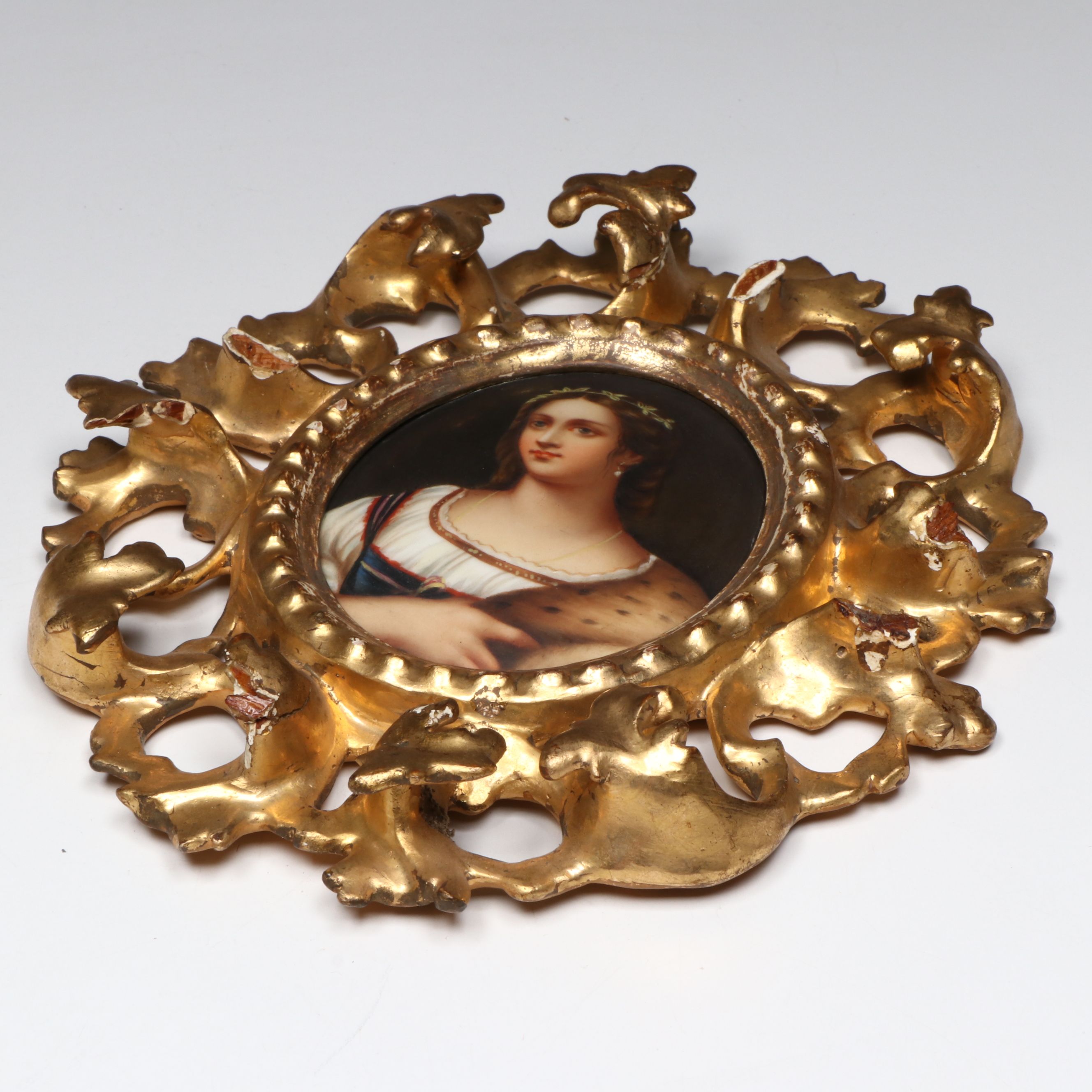 Italian School Hand-Painted Porcelain Portrait Miniature, Late 19th Century