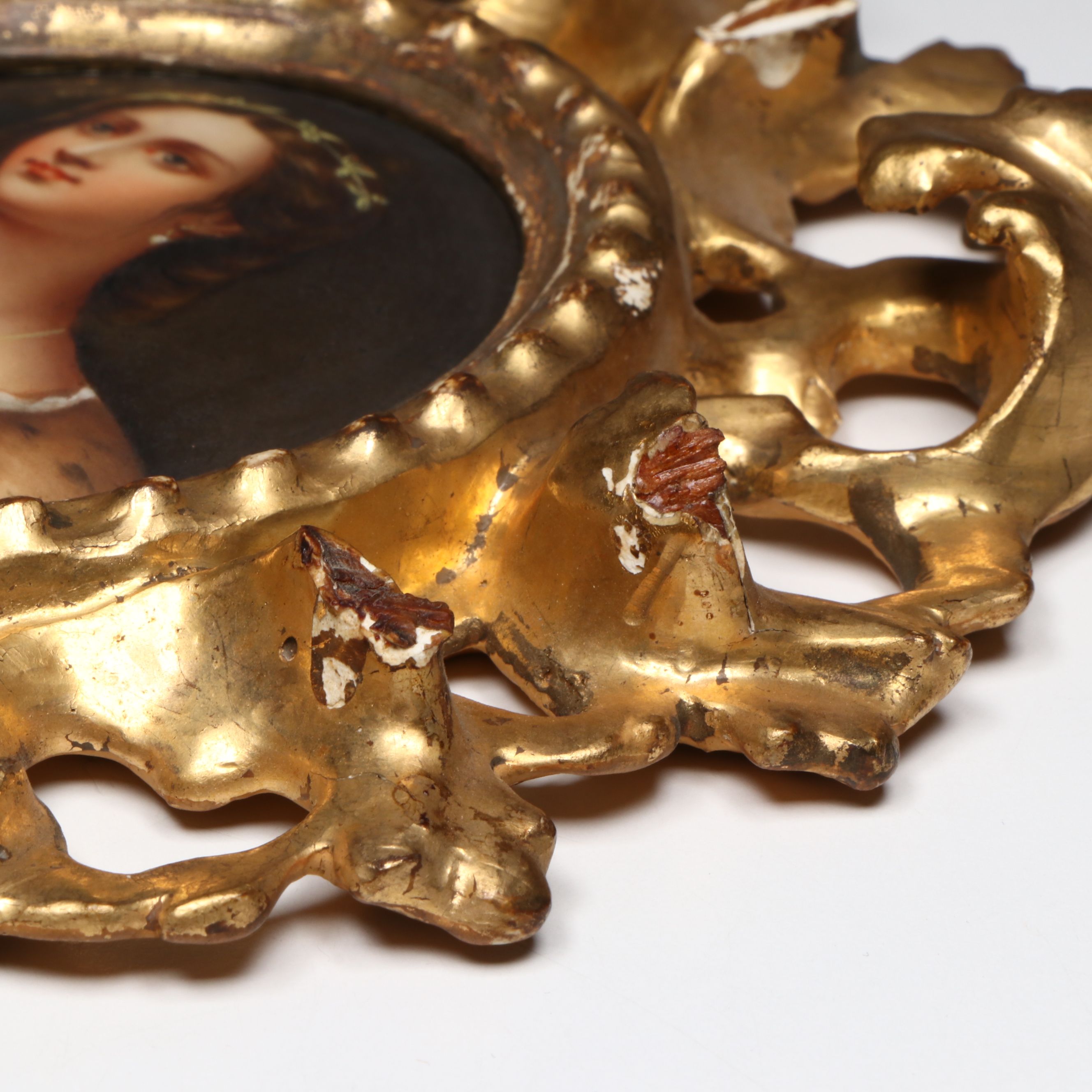 Italian School Hand-Painted Porcelain Portrait Miniature, Late 19th Century