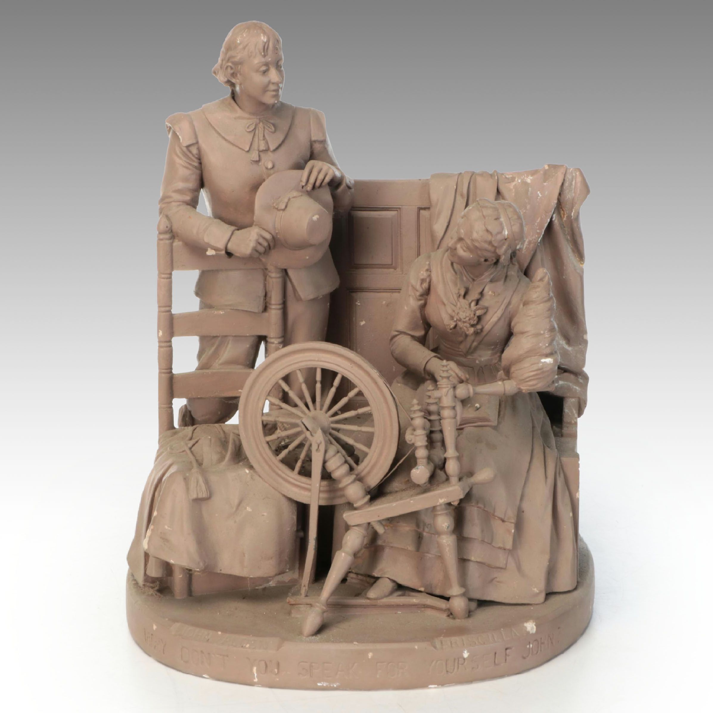 John Rogers Group Priscilla and John Alden Home Scene