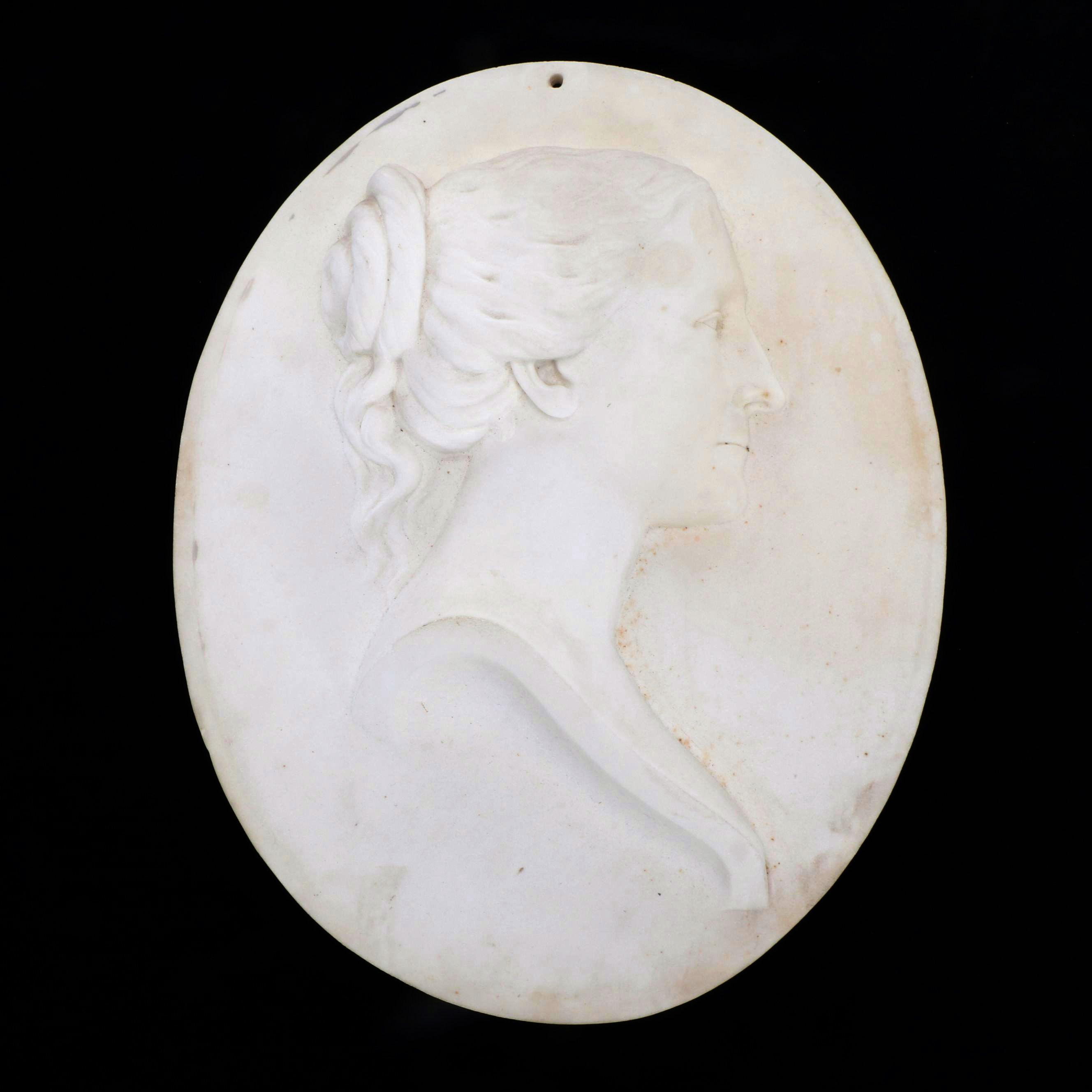 Horatio Stone Carved Marble Portrait Relief Plaque, 1874