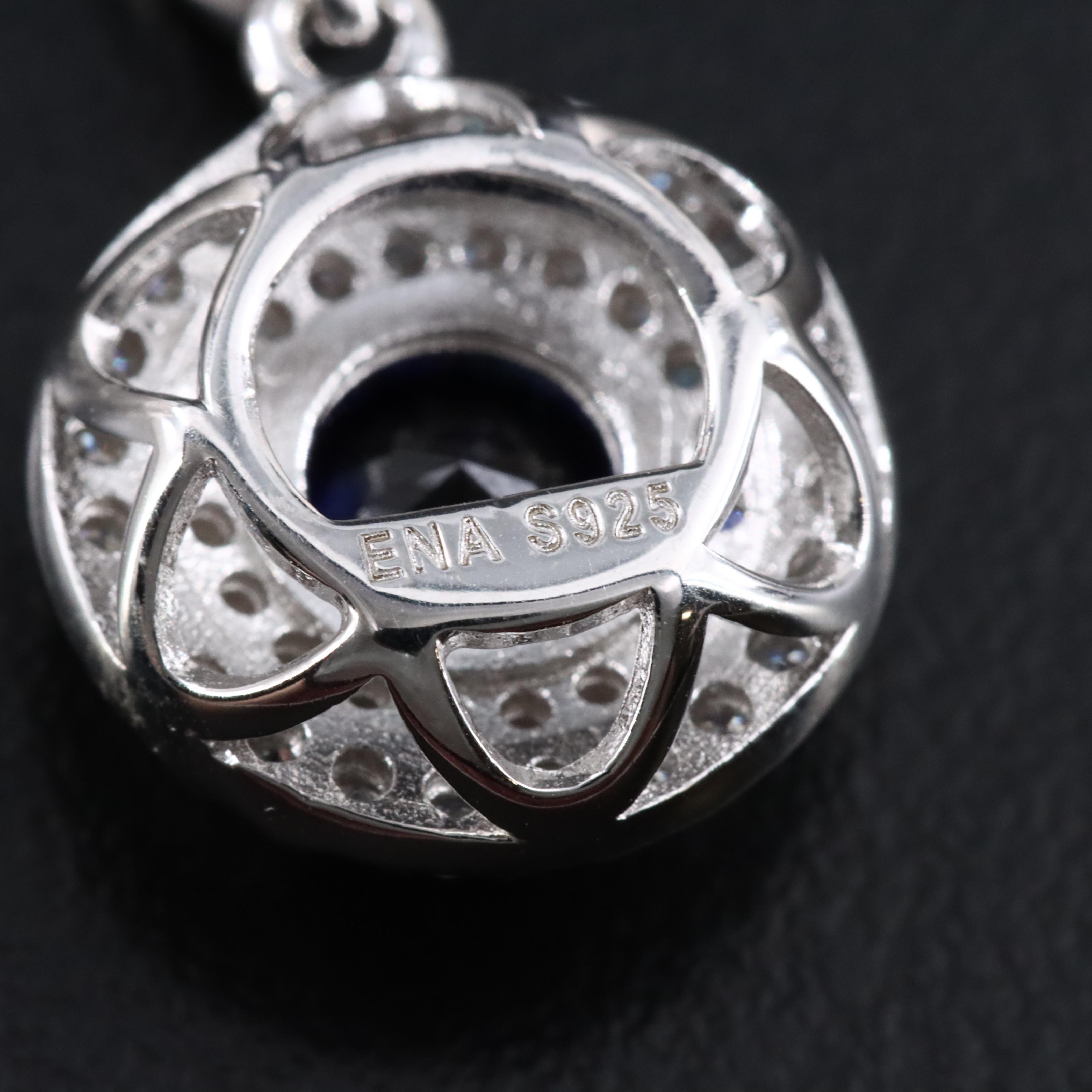 Sterling Sapphire and Moissanite Pendant Necklace