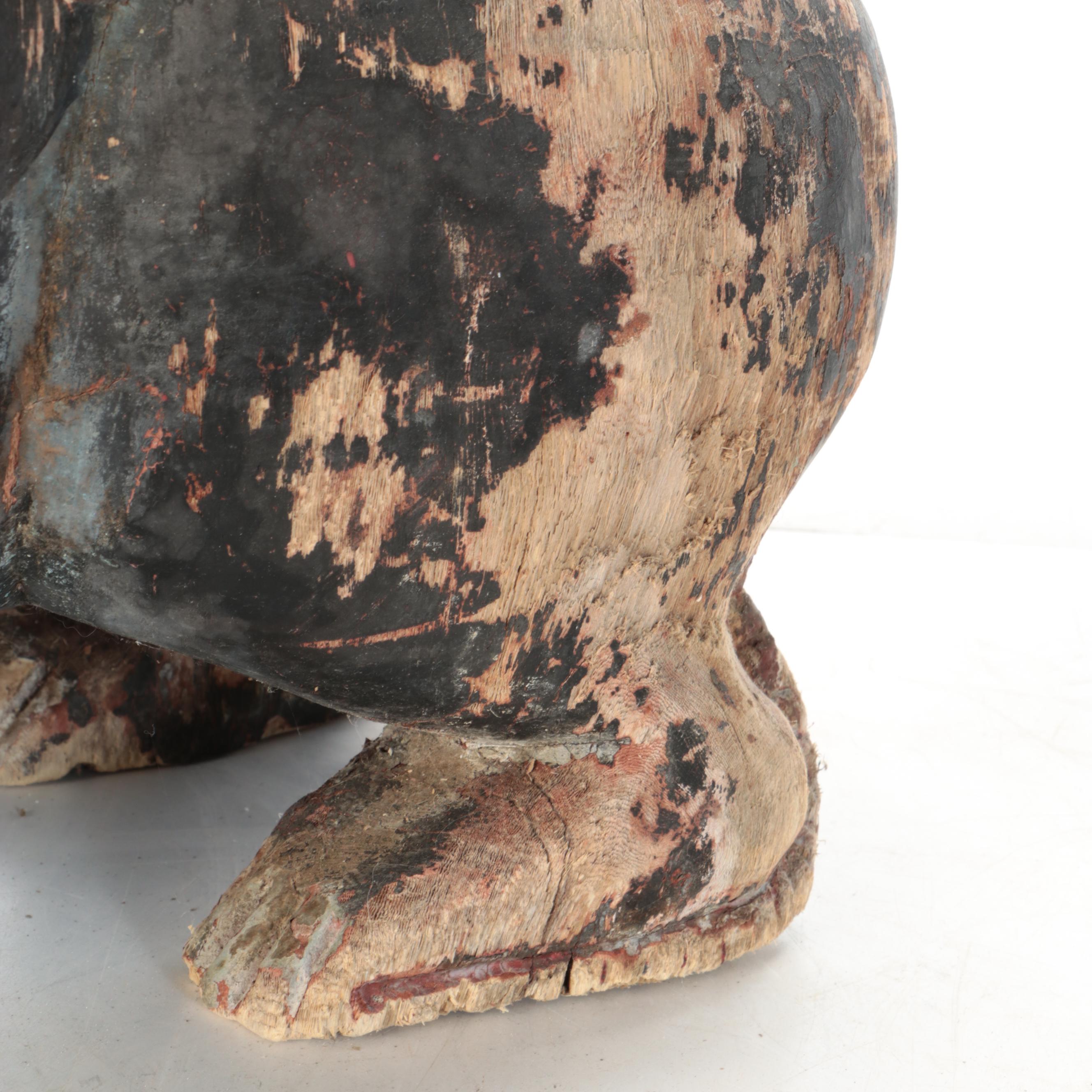 East Asian Hand-Painted Wood Guardian Lions