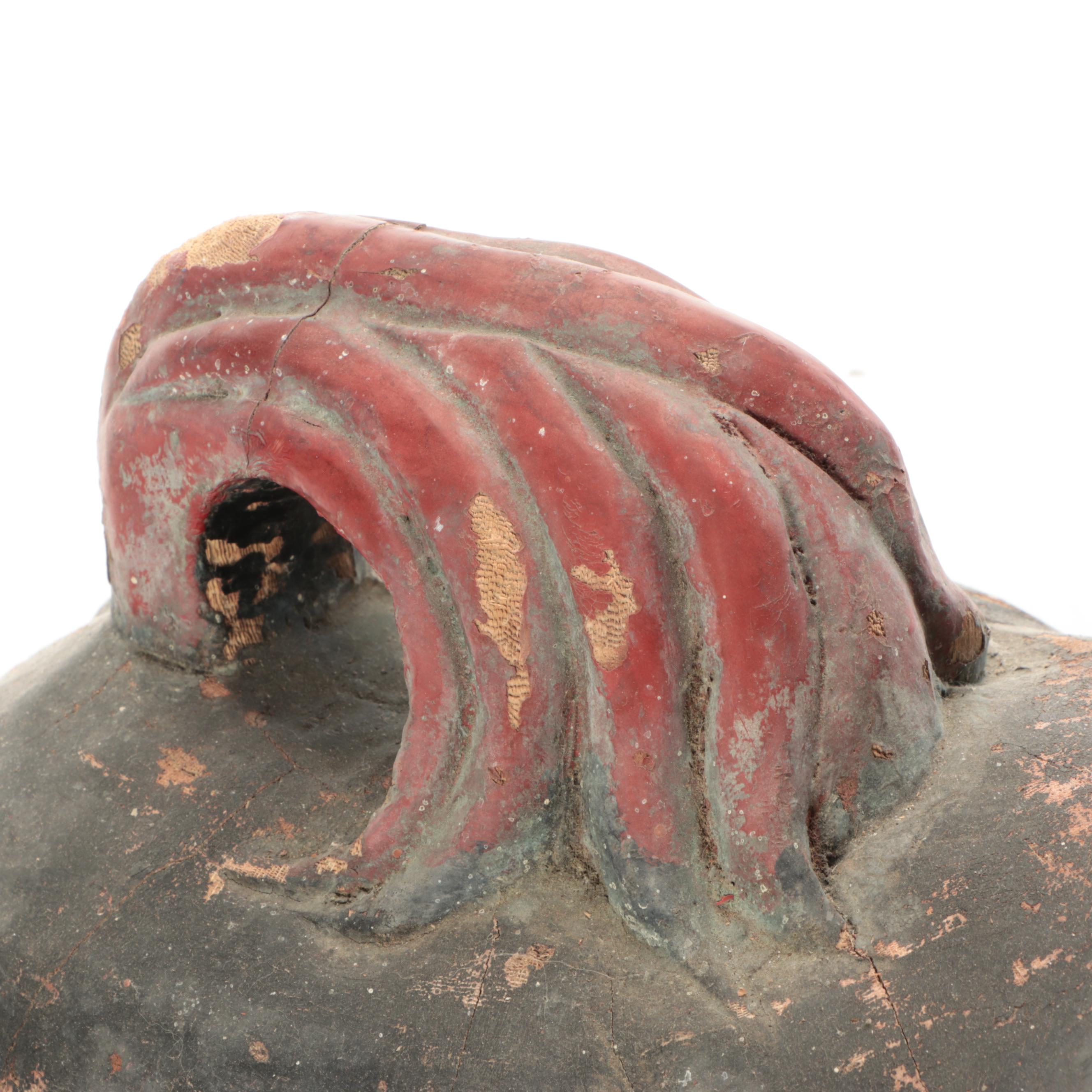 East Asian Hand-Painted Wood Guardian Lions