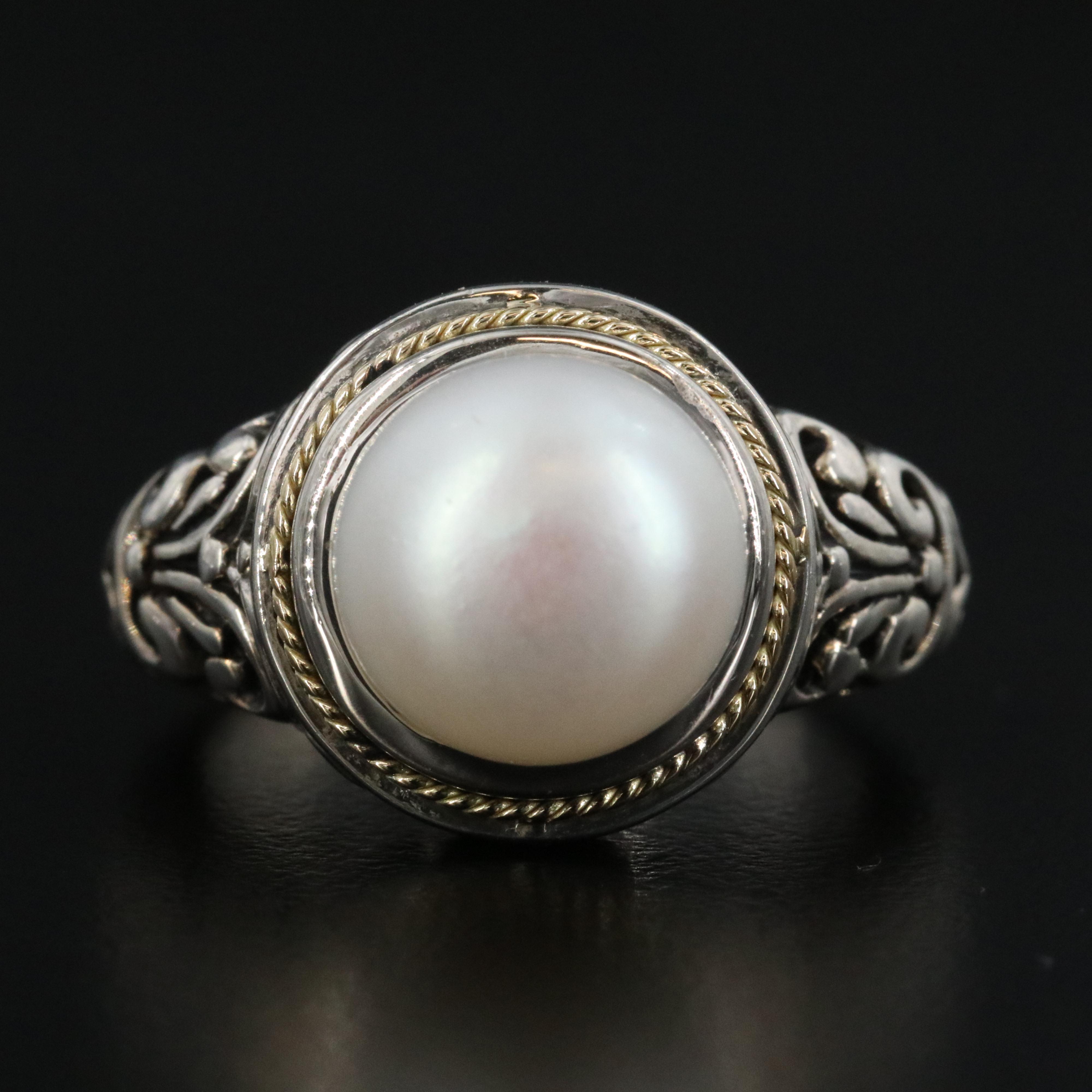EFFY Sterling Pearl Ring with 18K Accents