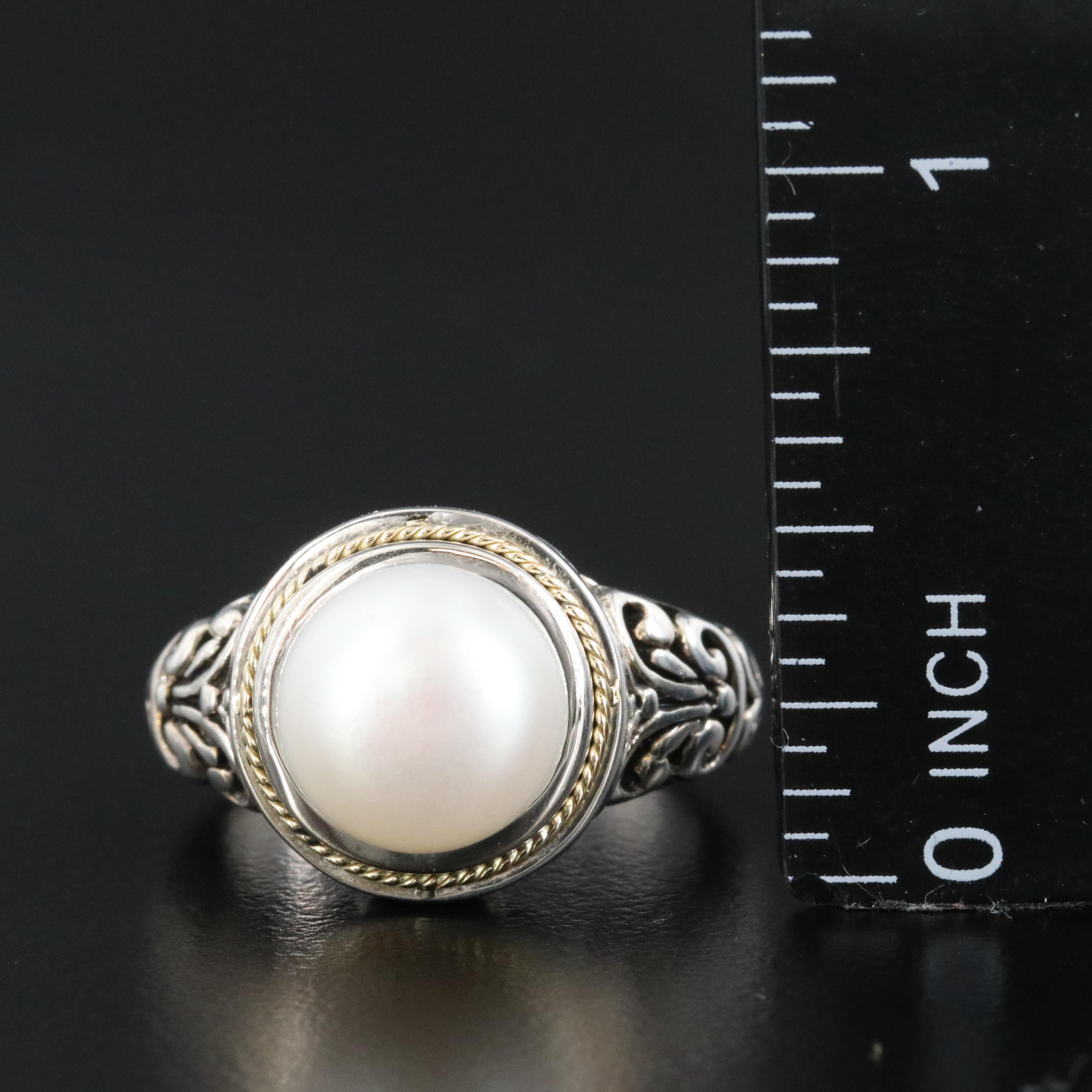 EFFY Sterling Pearl Ring with 18K Accents