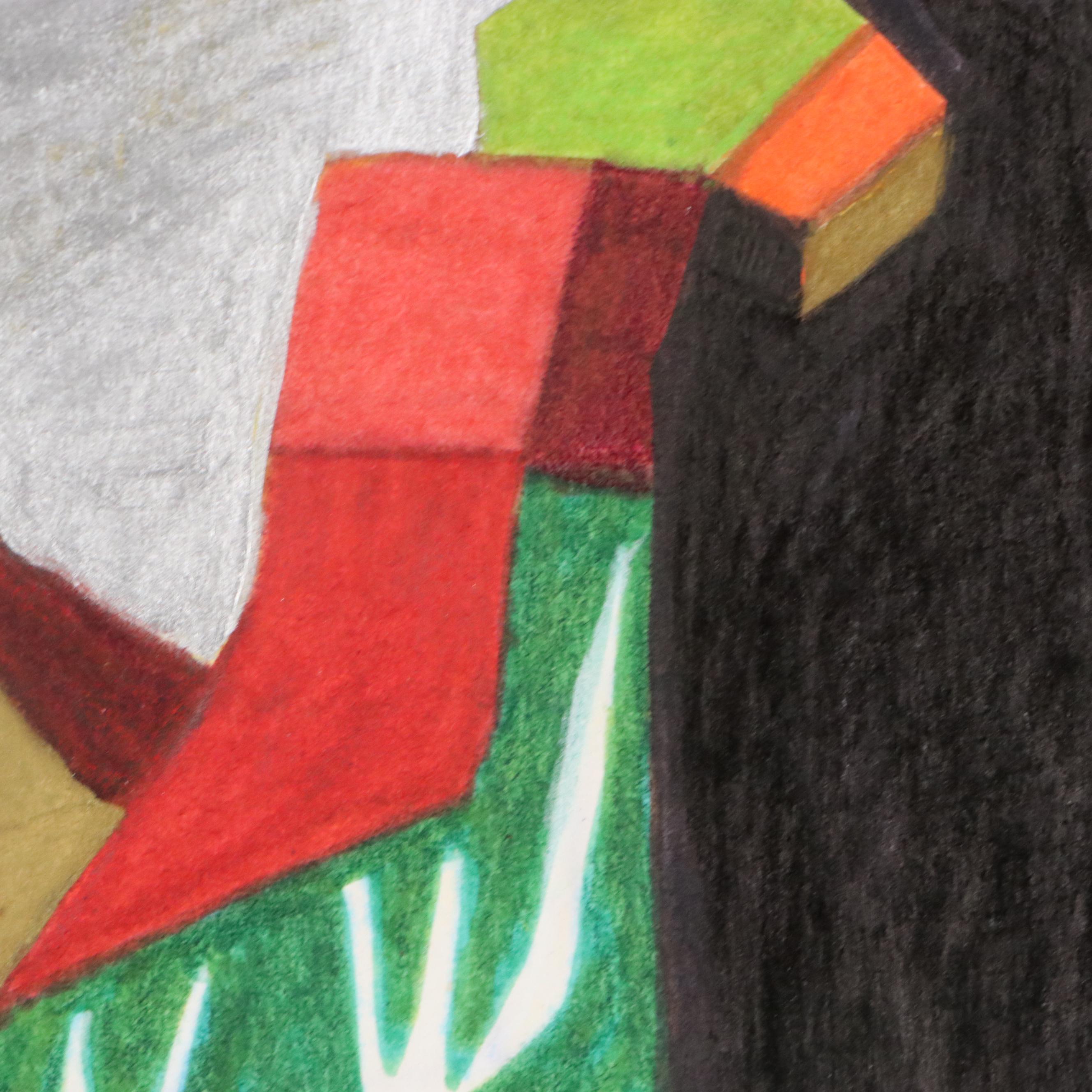 Evelyn Marx Mixed Media Drawing "The Summit," Late 20th Century