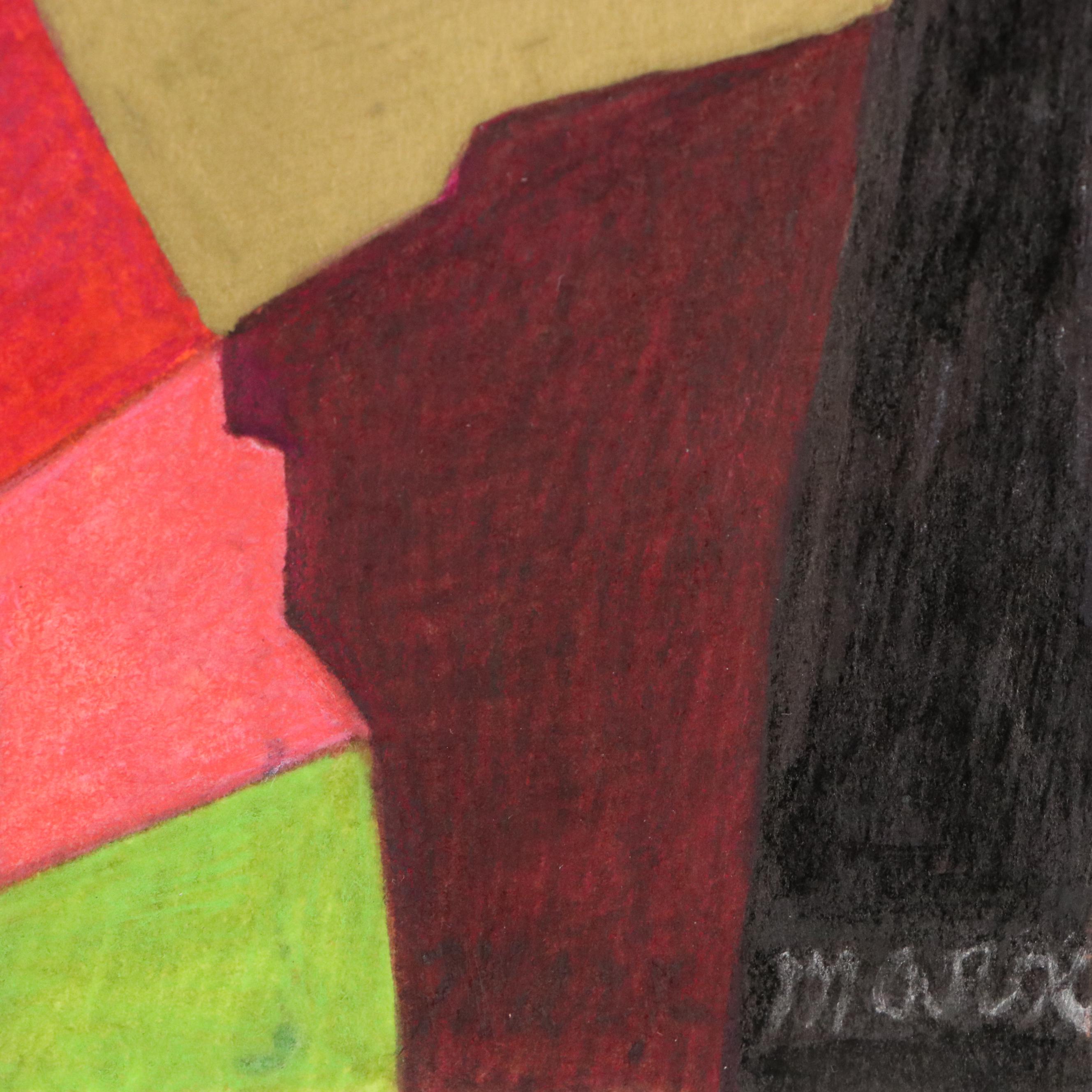 Evelyn Marx Mixed Media Drawing "The Summit," Late 20th Century