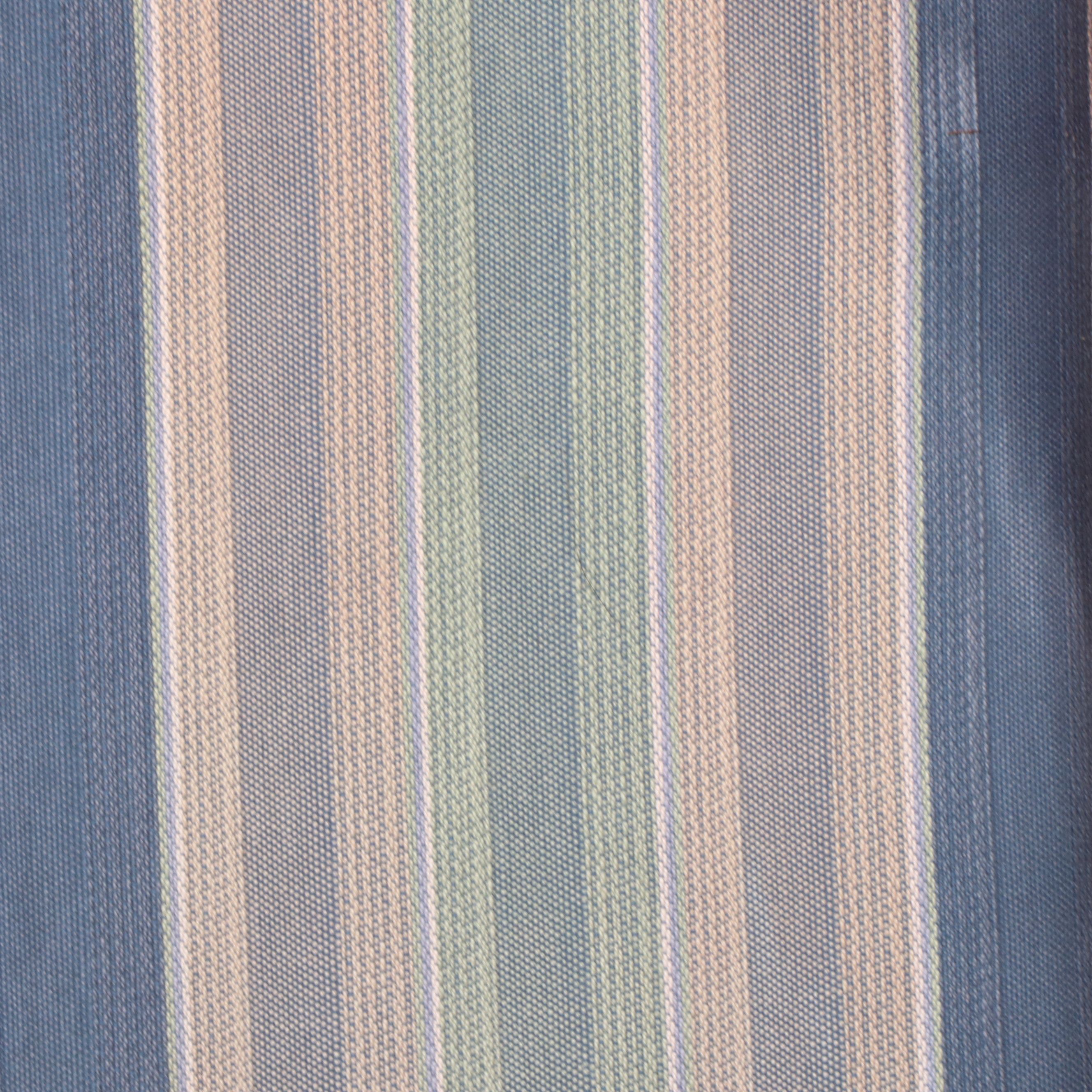 Georgian Style Striped Upholstered Cherry Finish Wingback Chair