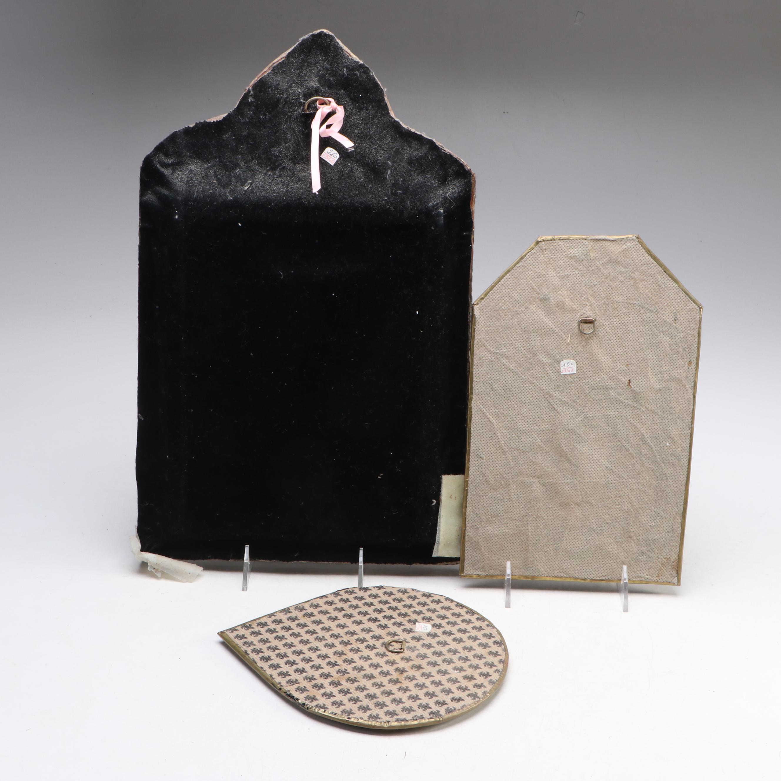 Middle Eastern Inlaid Camel Bone Metal Mirrors with Bellow and Decorative Boxes