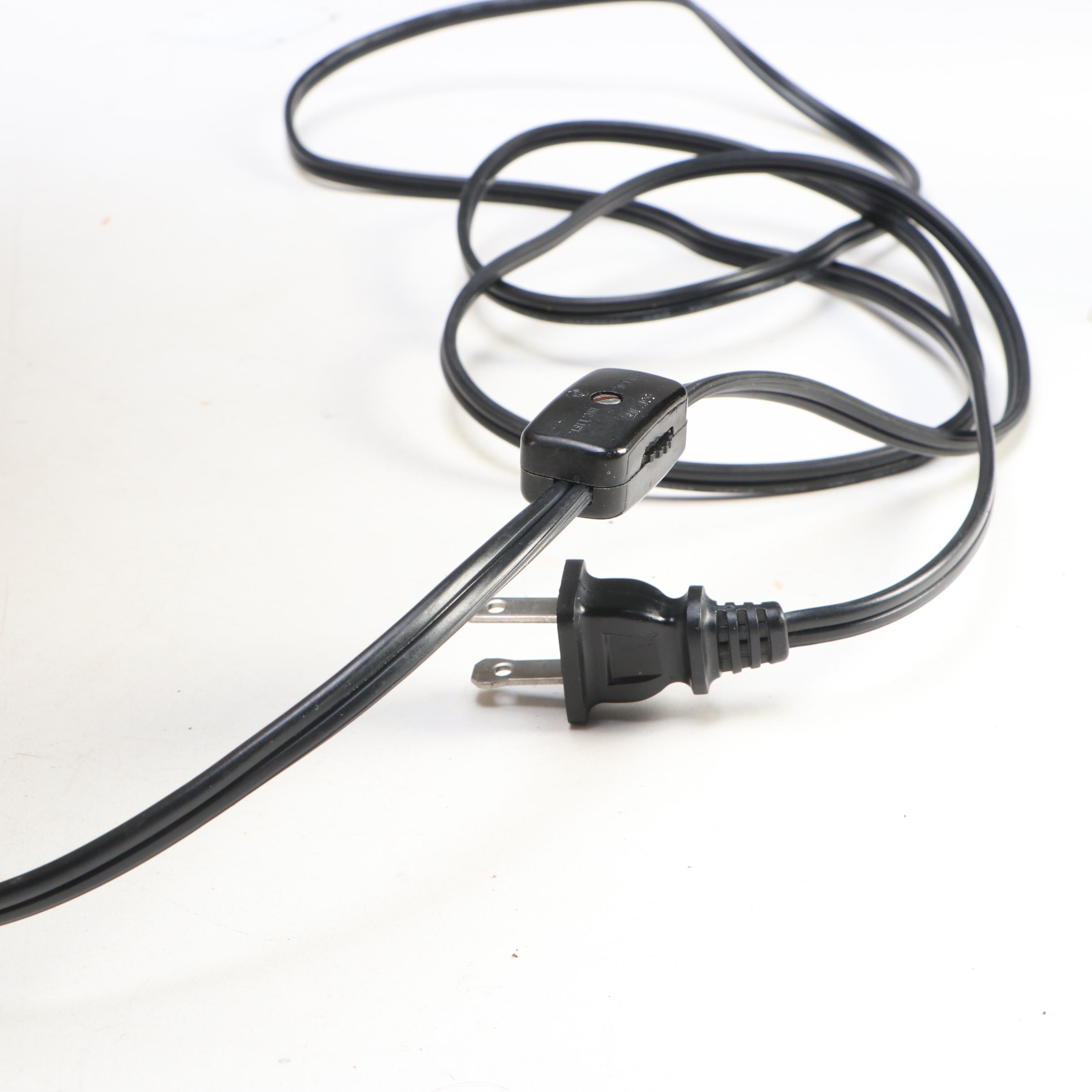 Mission Style Metal Table Lamp with Geometric Slag Glass Shade