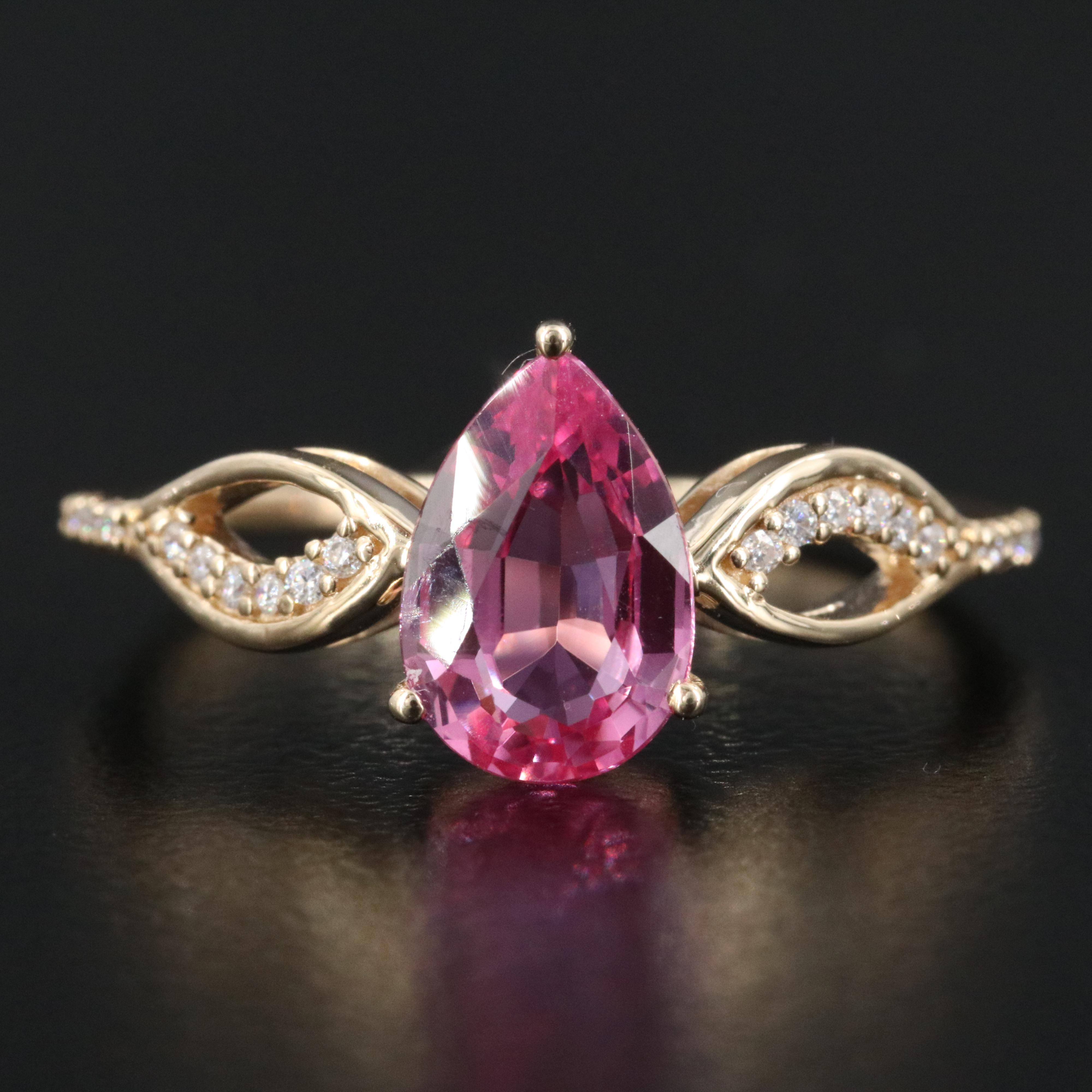 14K Sapphire and Moissanite Ring