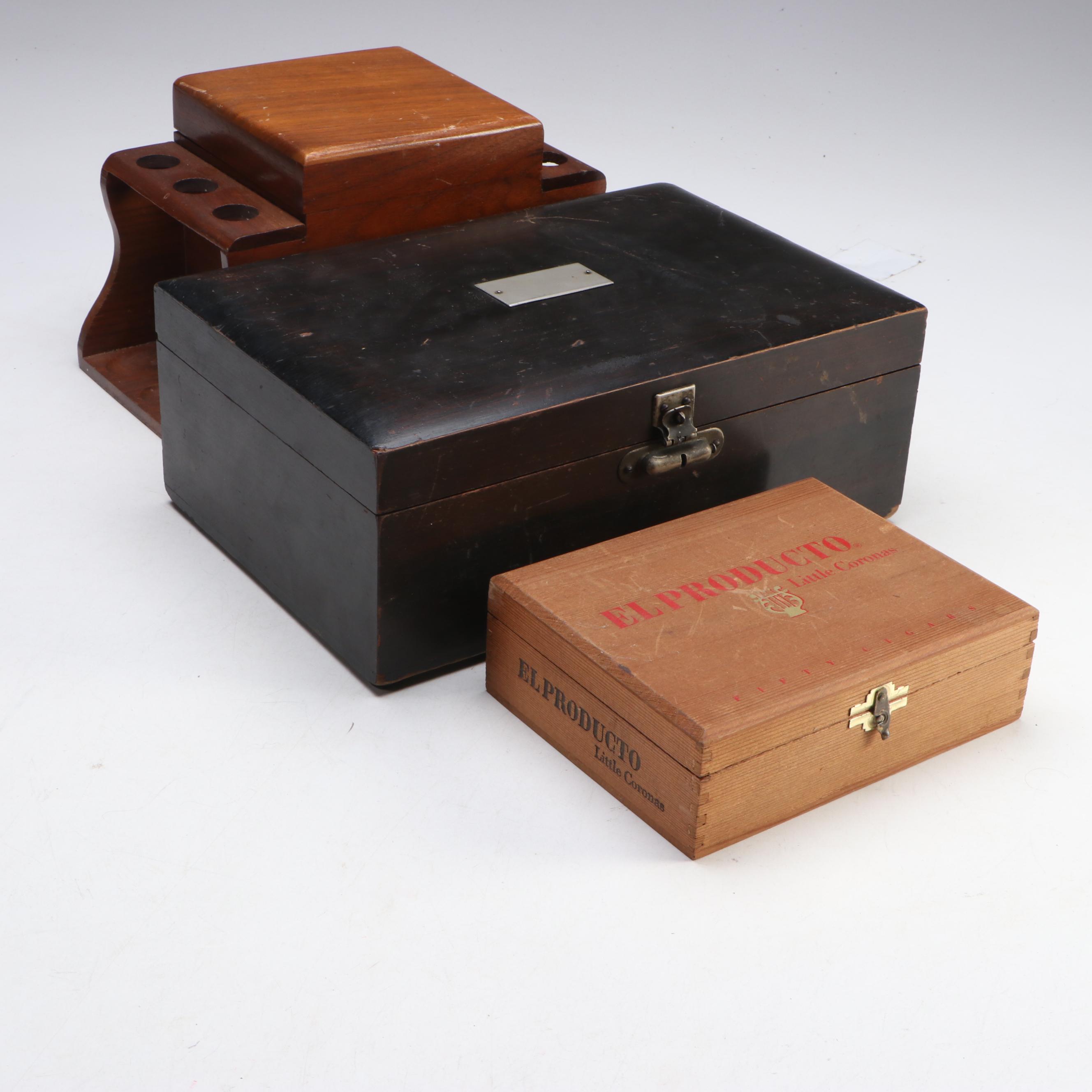 Blax and Little Coronas Wooden Cigar Box with Wooden Pipe Holder Box