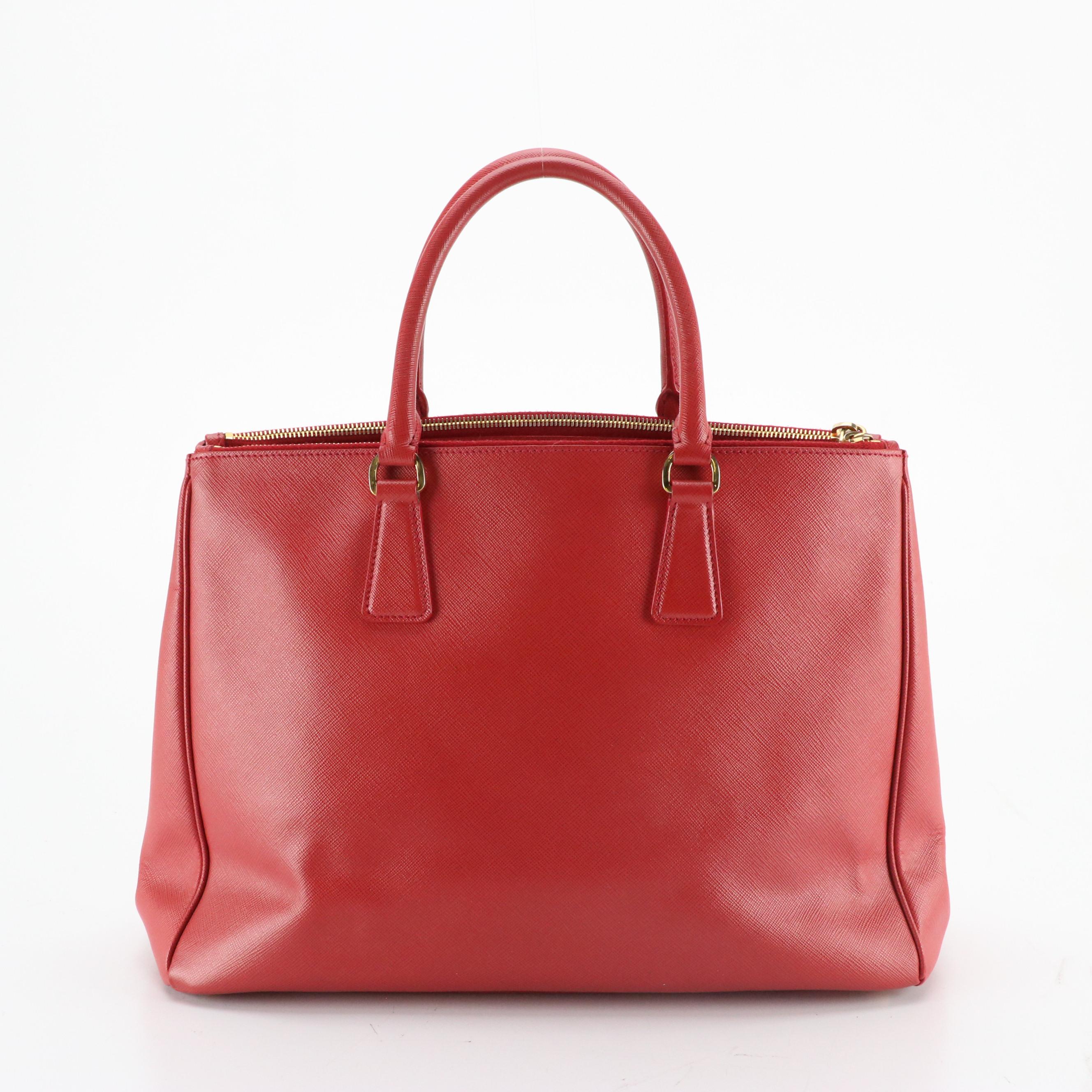 Prada Double Zip Galleria Tote Bag BN1786 in Fuoco Saffiano Lux Leather