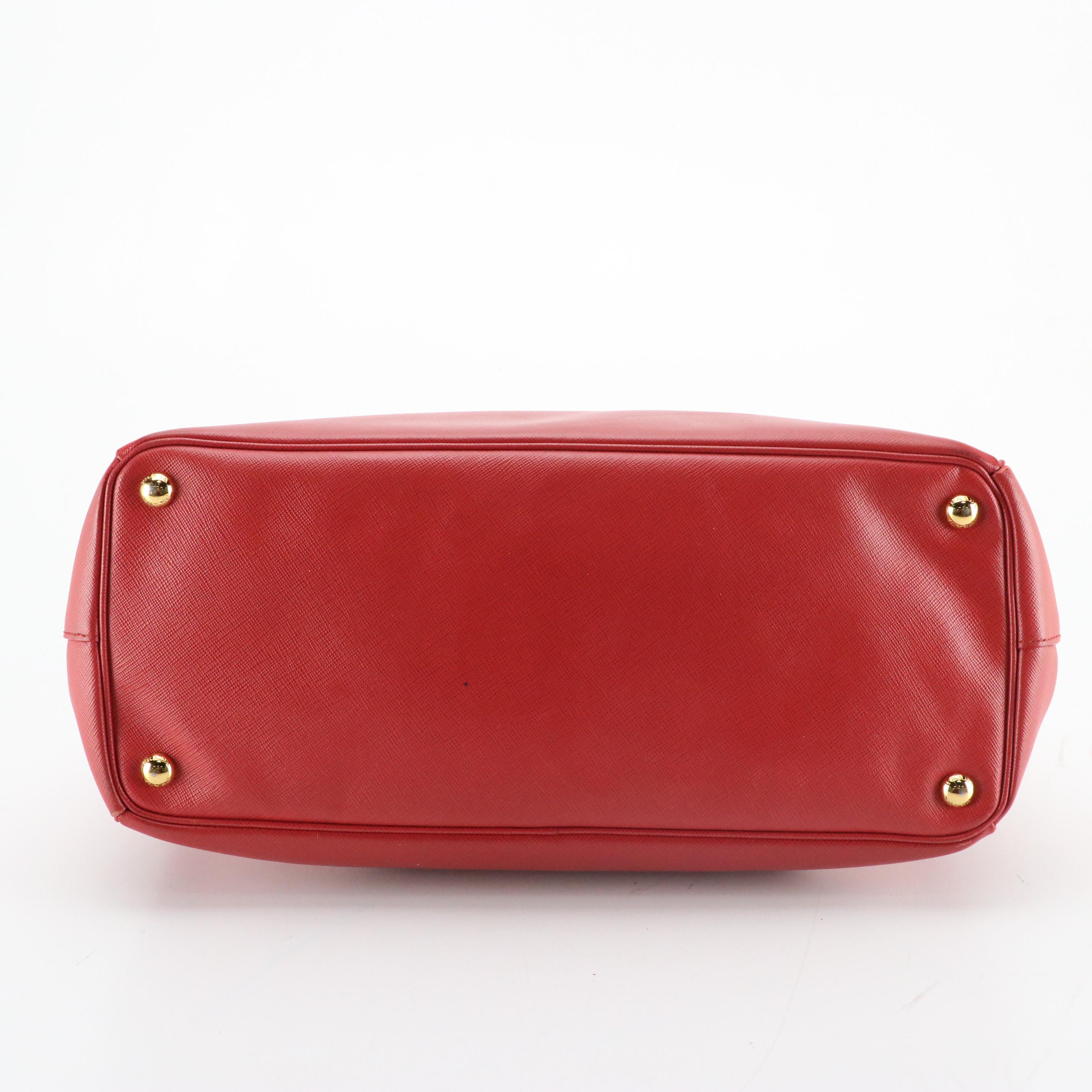 Prada Double Zip Galleria Tote Bag BN1786 in Fuoco Saffiano Lux Leather