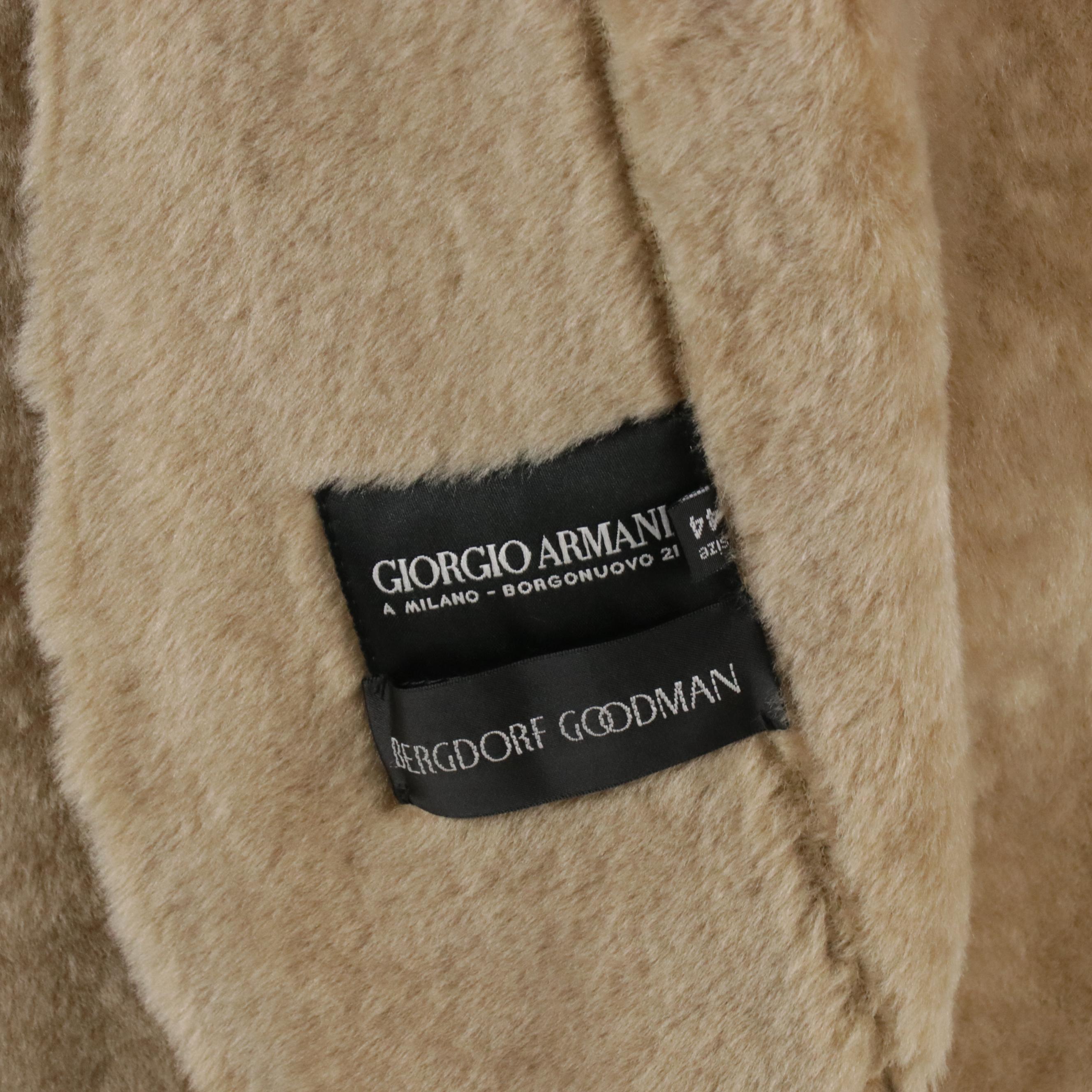 Giorgio Armani for Bergdorf Goodman Beige Shearling Single-Button Coat
